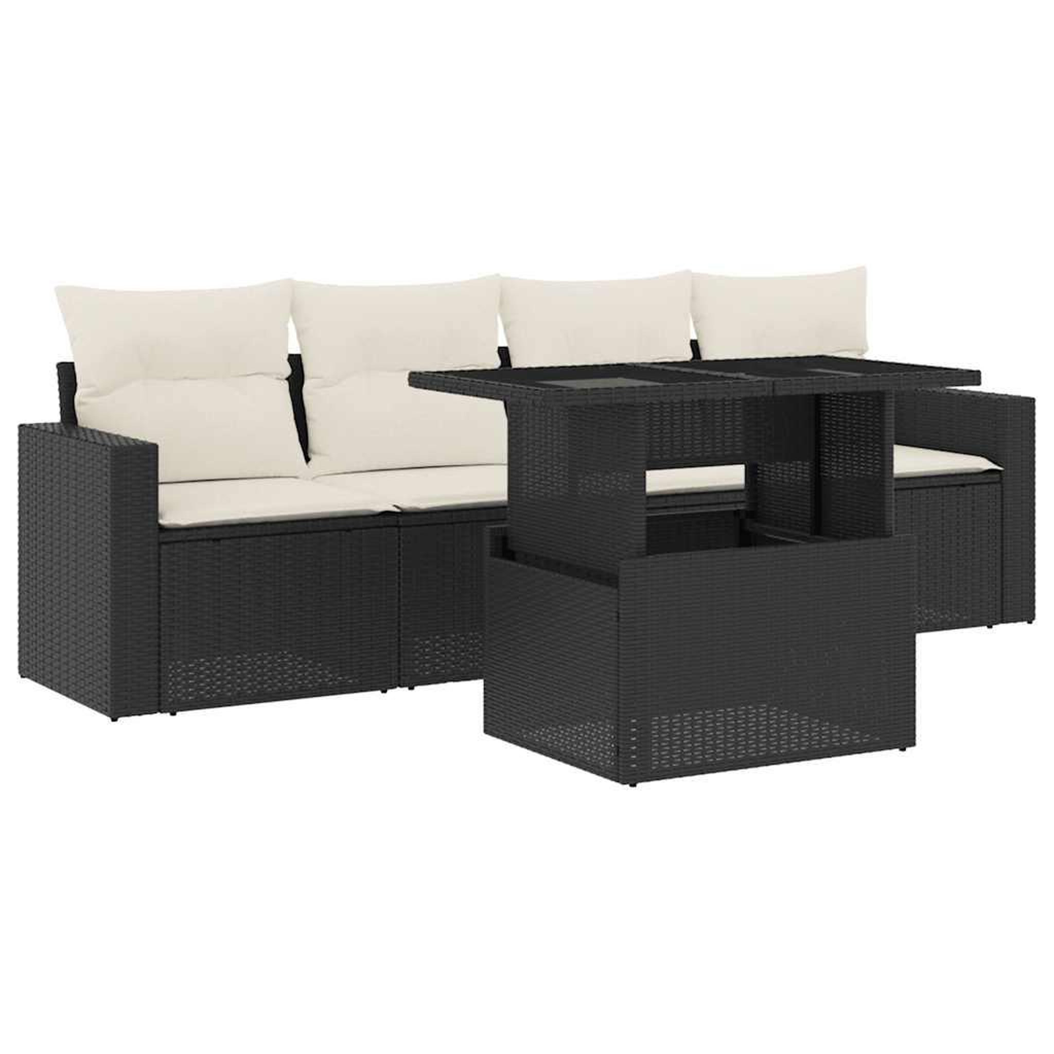 Voir la diapositive 2 : VIDAXL Salon de jardin 5 pcs avec coussins noir resine tressee