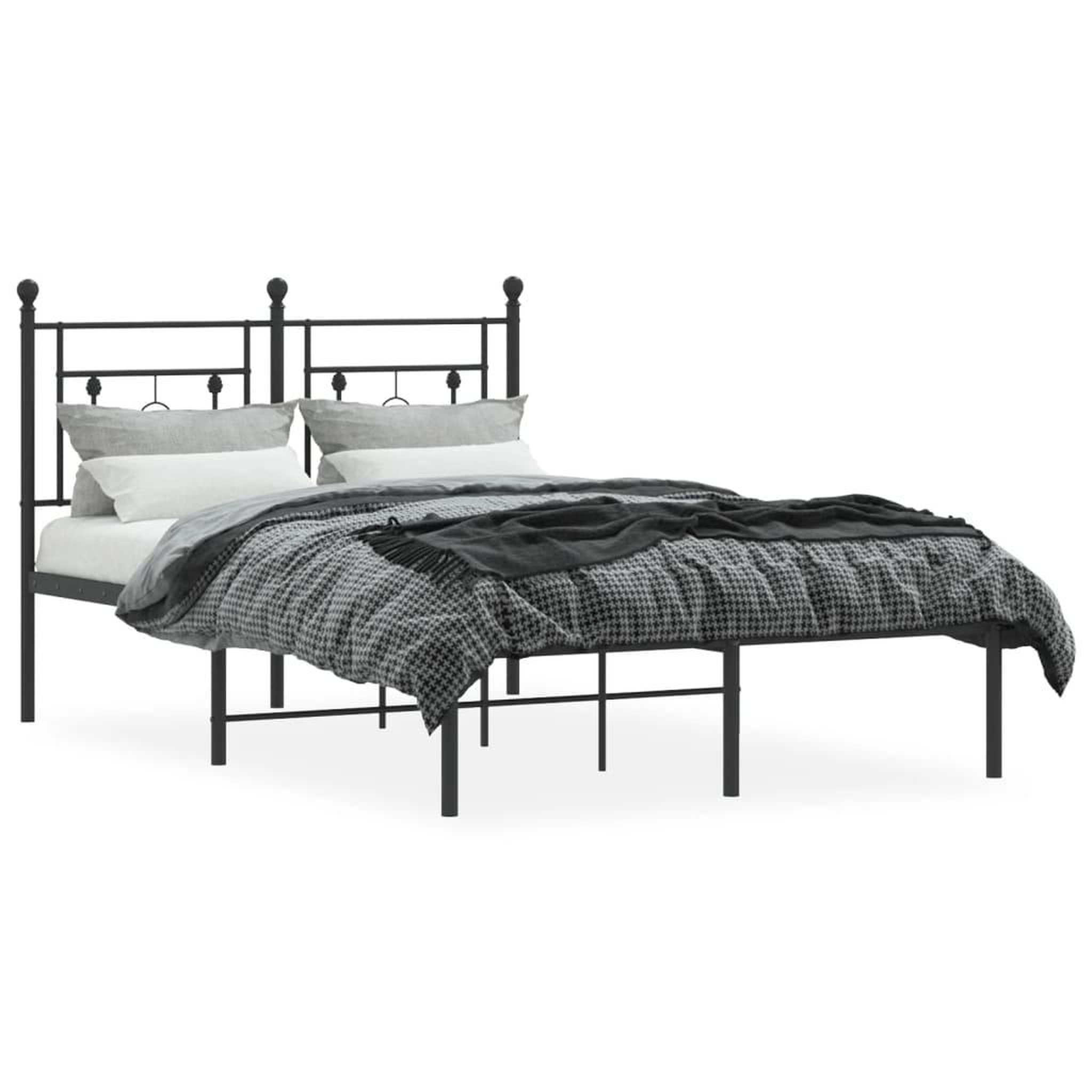 Voir la diapositive 3 : VIDAXL Cadre de lit metal sans matelas avec tete de lit noir 120x200cm