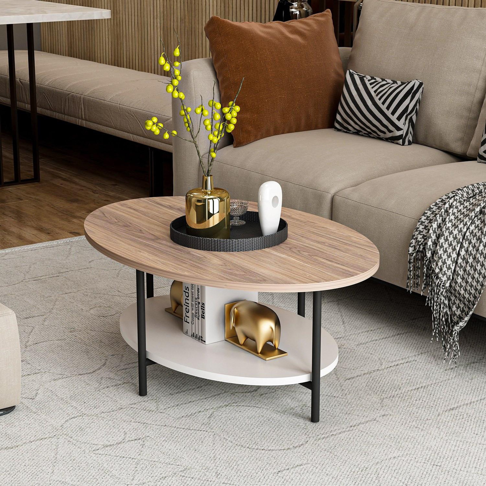 Voir la diapositive 2 : Habitat et Jardin Table basse en bois  elis  - 90 x 60 x 36 cm - chêneblanc