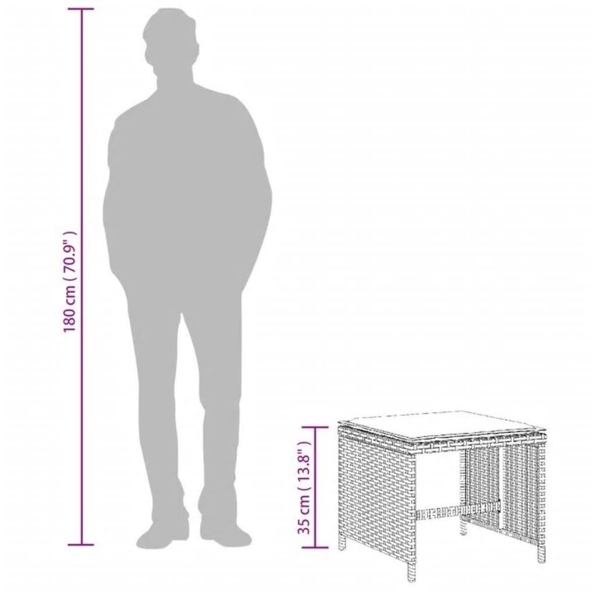 Voir la diapositive 6 : VIDAXL Tabourets de jardin avec coussins lot de 4 gris resine tressee