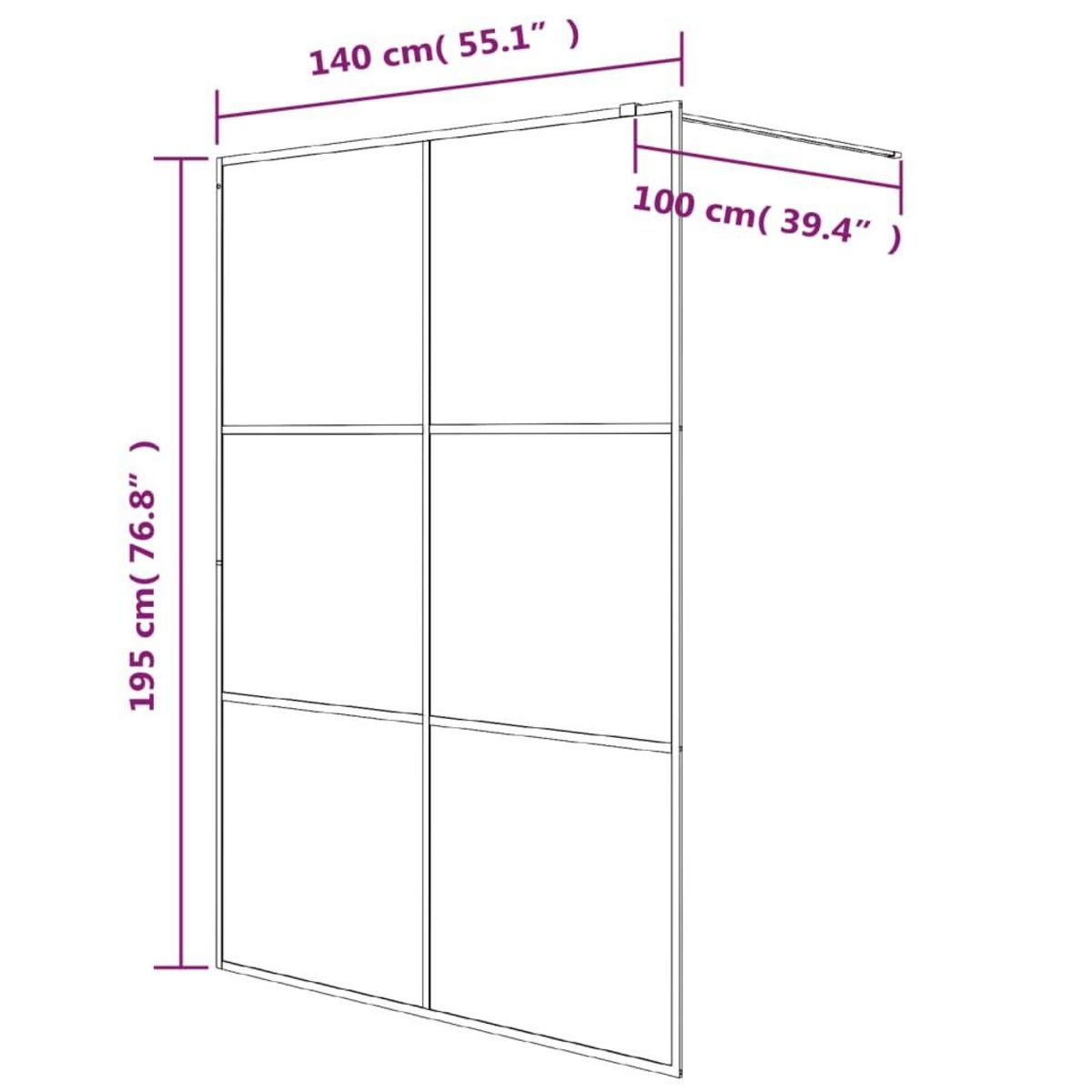 VIDAXL Paroi de douche Argente 140x195 cm Verre ESG transparent