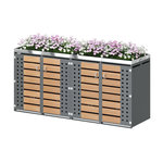 MERAX Cache Poubelle Extérieur Lot de 2 avec Verrouillage et Jardinière, Gris