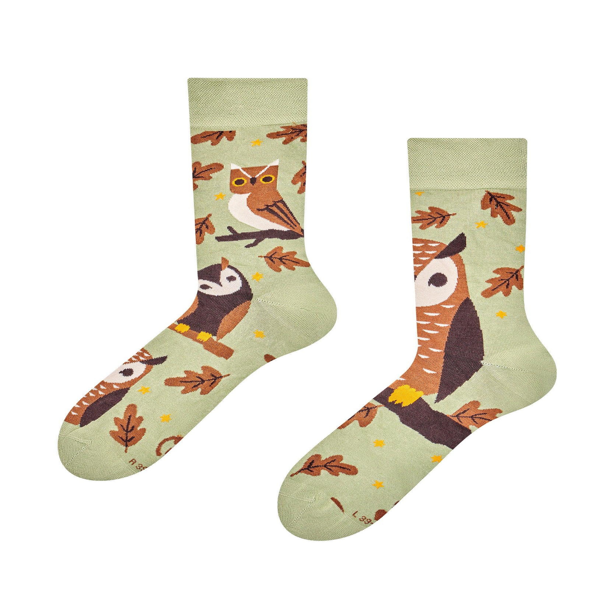 DEDOLES Chaussettes bambou hiboux. Coloris disponibles : Marron