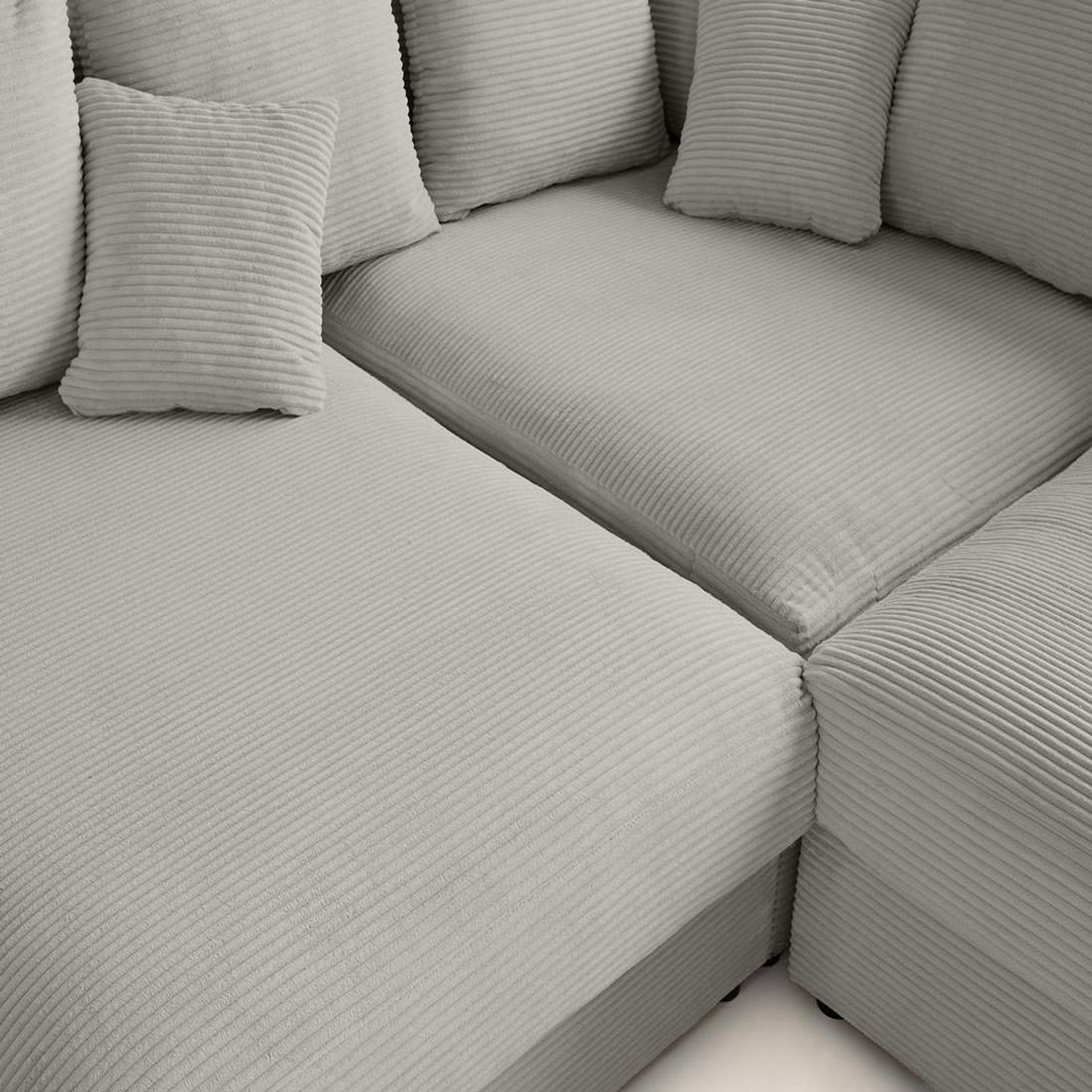 Voir la diapositive 6 : LISA DESIGN Aspen - canapé d'angle réversible 5 places - assise profonde - en velours côtelé