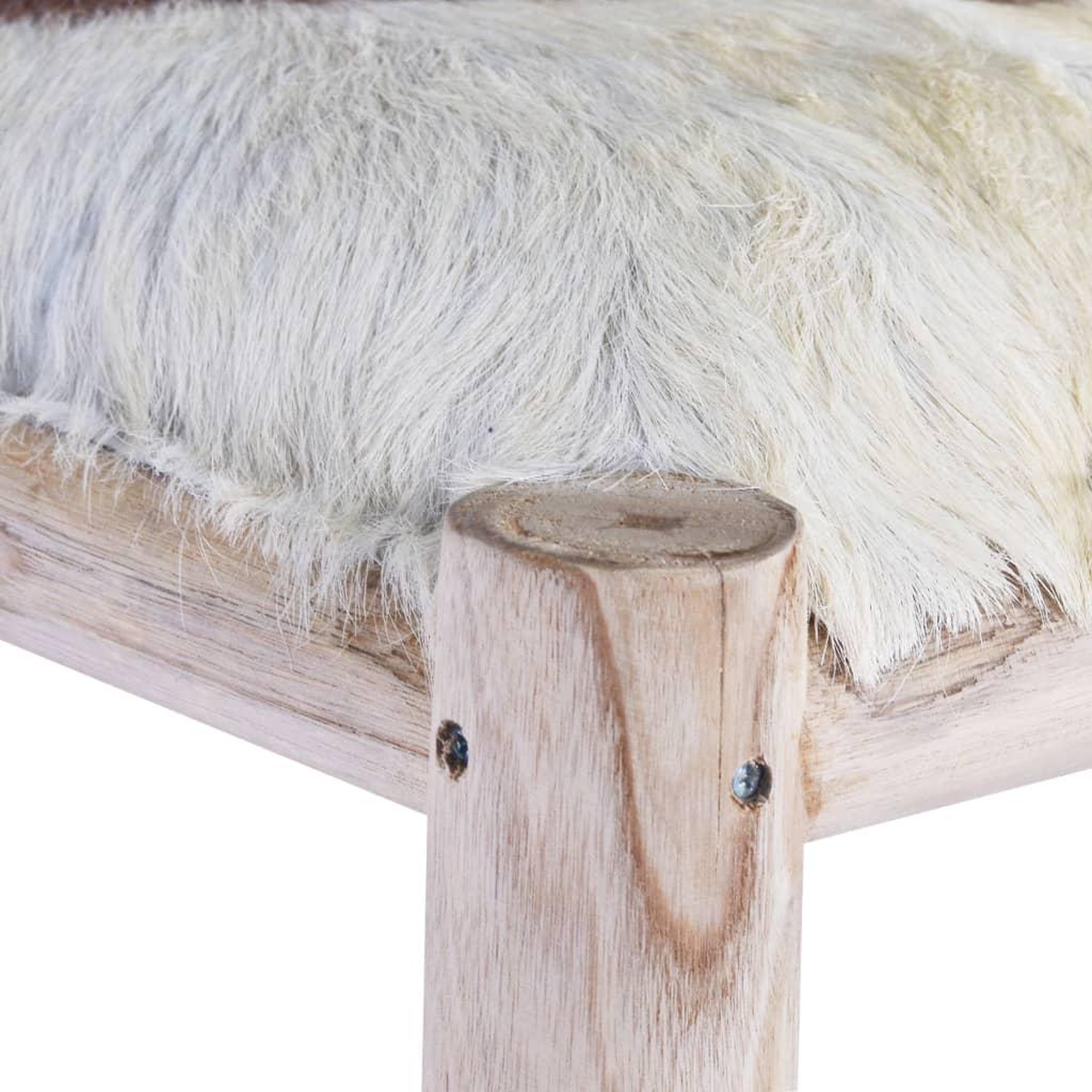 Voir la diapositive 3 : VIDAXL Tabouret de bar cuir de chevre veritable et bois de teck massif