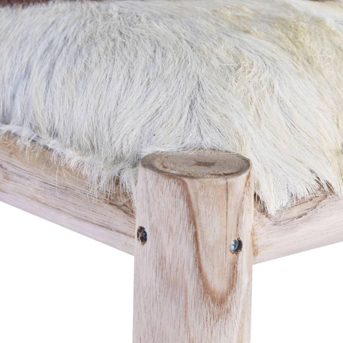 VIDAXL Tabouret de bar Cuir de chevre veritable et bois de teck massif