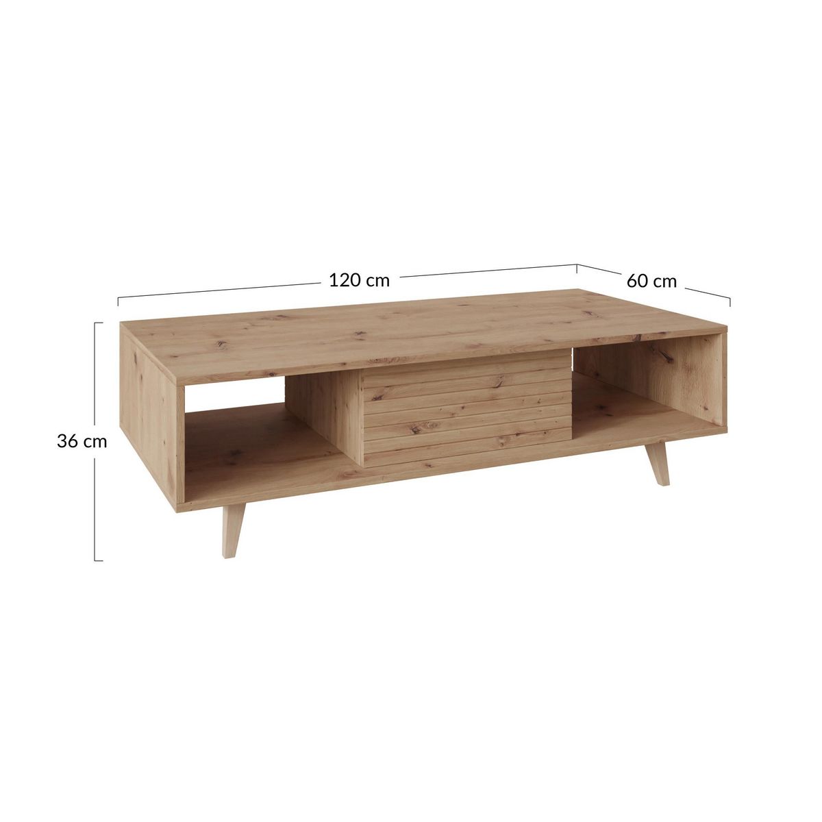 BEST MOBILIER Diego - table basse - effet bois - 2 niches - 120 cm