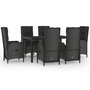Voir la diapositive 2 : VIDAXL Ensemble a manger jardin et coussins 7 pcs Noir et gris Rotin