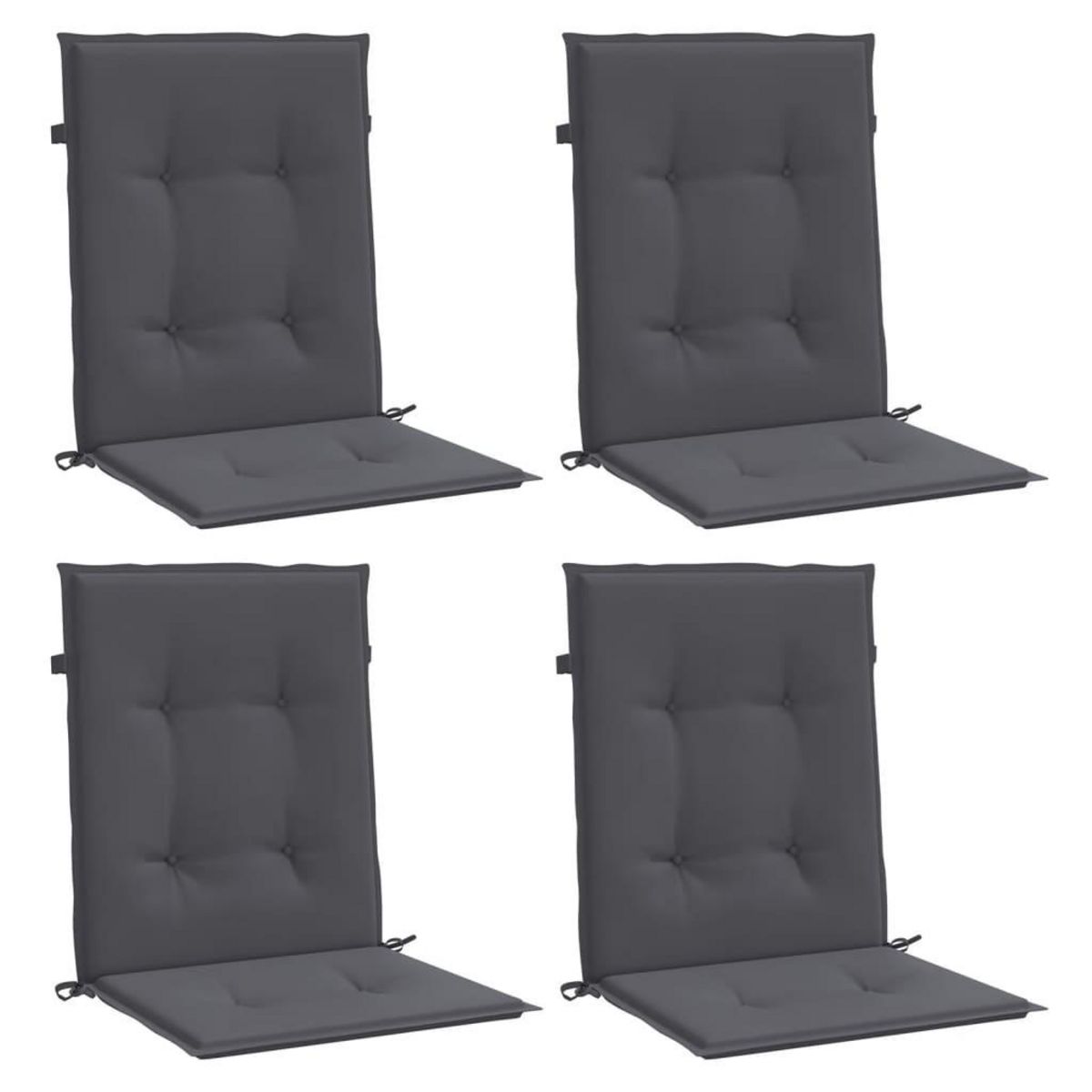 VIDAXL Coussins de chaise de jardin a dossier bas lot de 4 anthracite