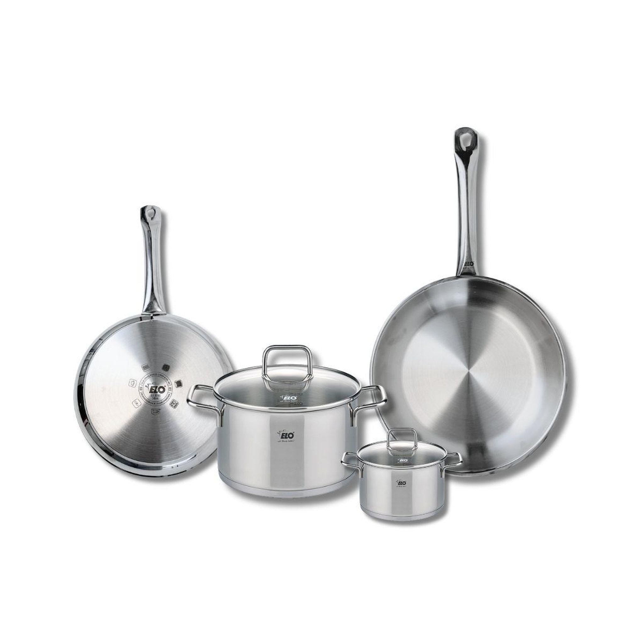 Voir la diapositive 1 : 666 Barcelona Set de 2 Poêles de cuisson 24 et 28 cm et 2 faitouts 12 et 20 cm Elo Profi Citrin