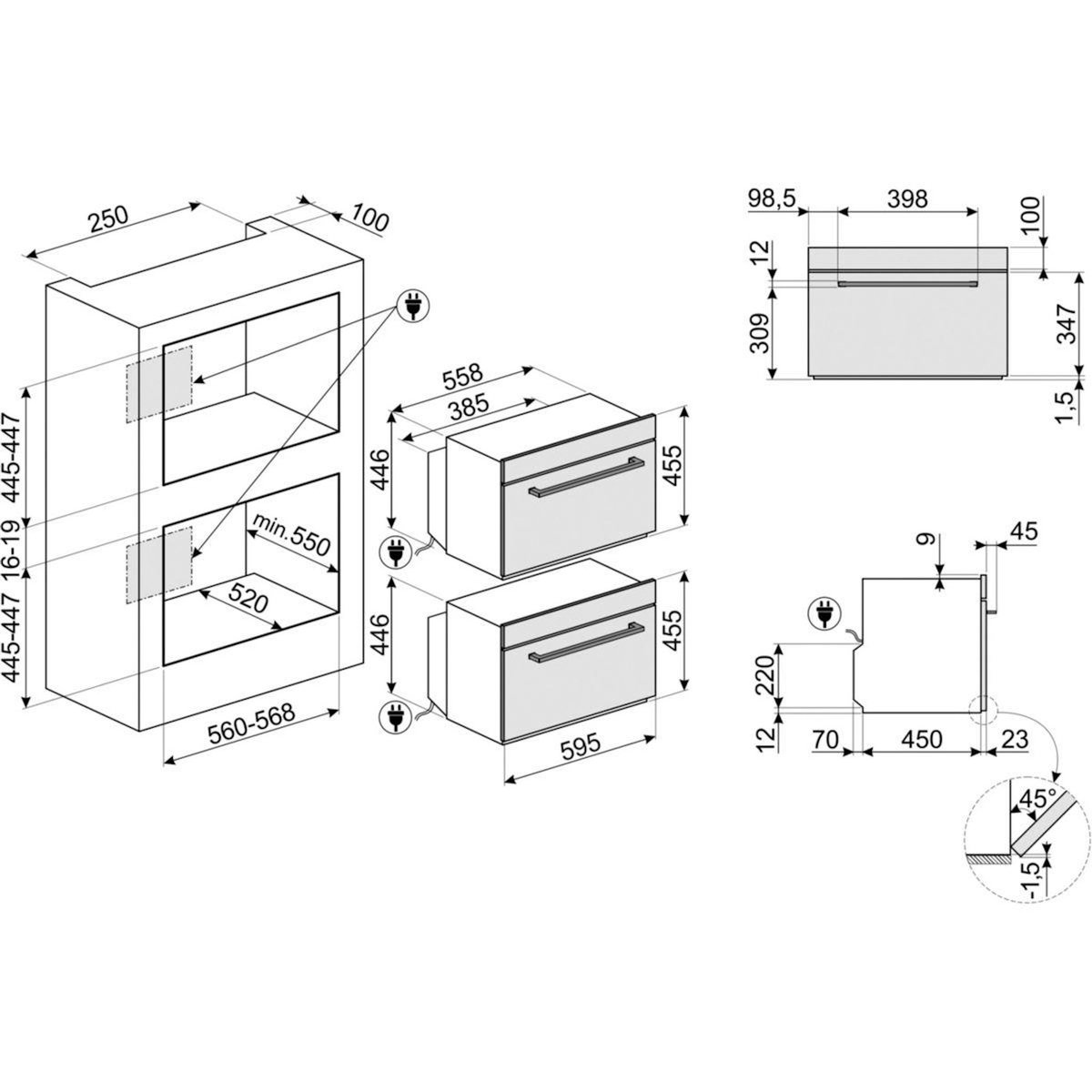 SMEG Micro ondes combiné encastrable SF4400MCX1