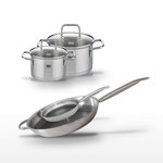 ELO Lot 2 Poêles 32/24cm & 2 Faitouts 20/16cm Elo Relief Solution