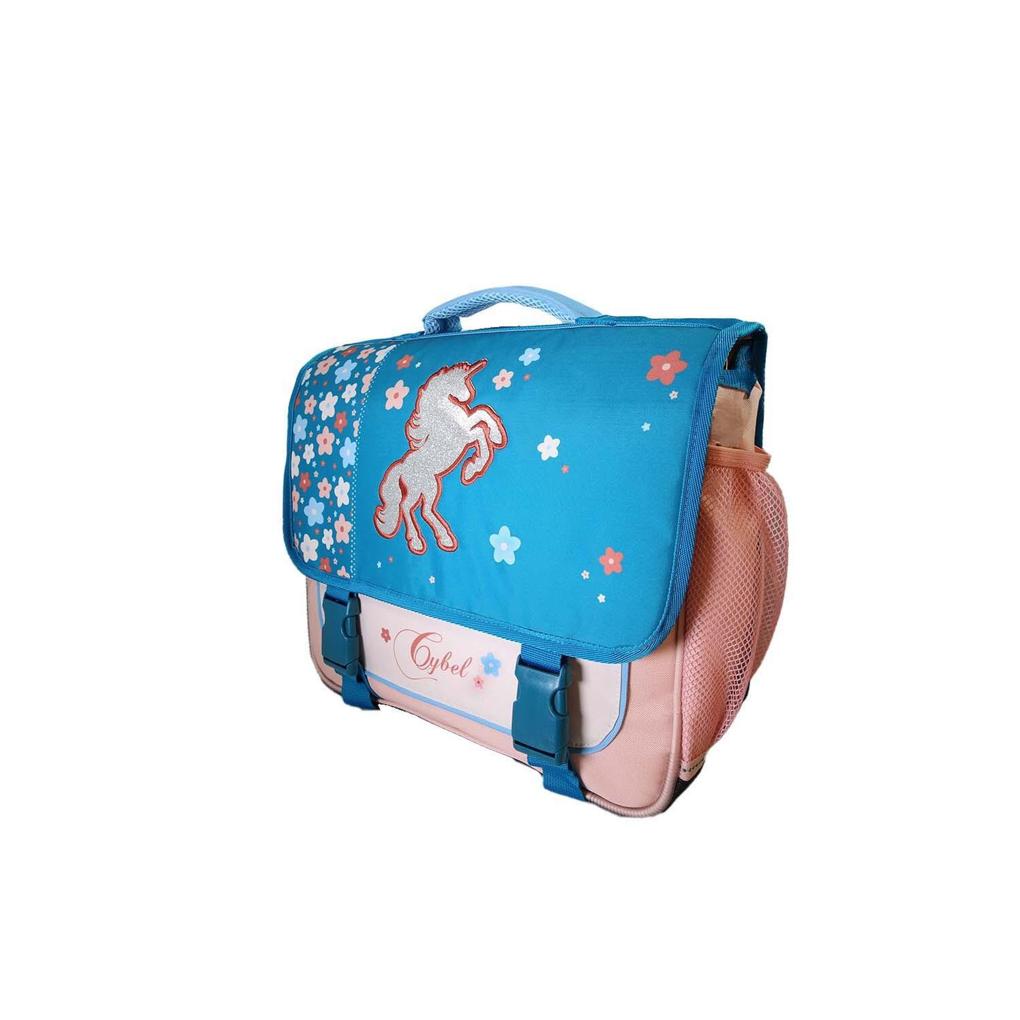 Voir la diapositive 2 : Bagtrotter Cybel - Cartable Scolaire 38 cm - Licorne - Bleu/Rose - Fille - 2 Compartiments