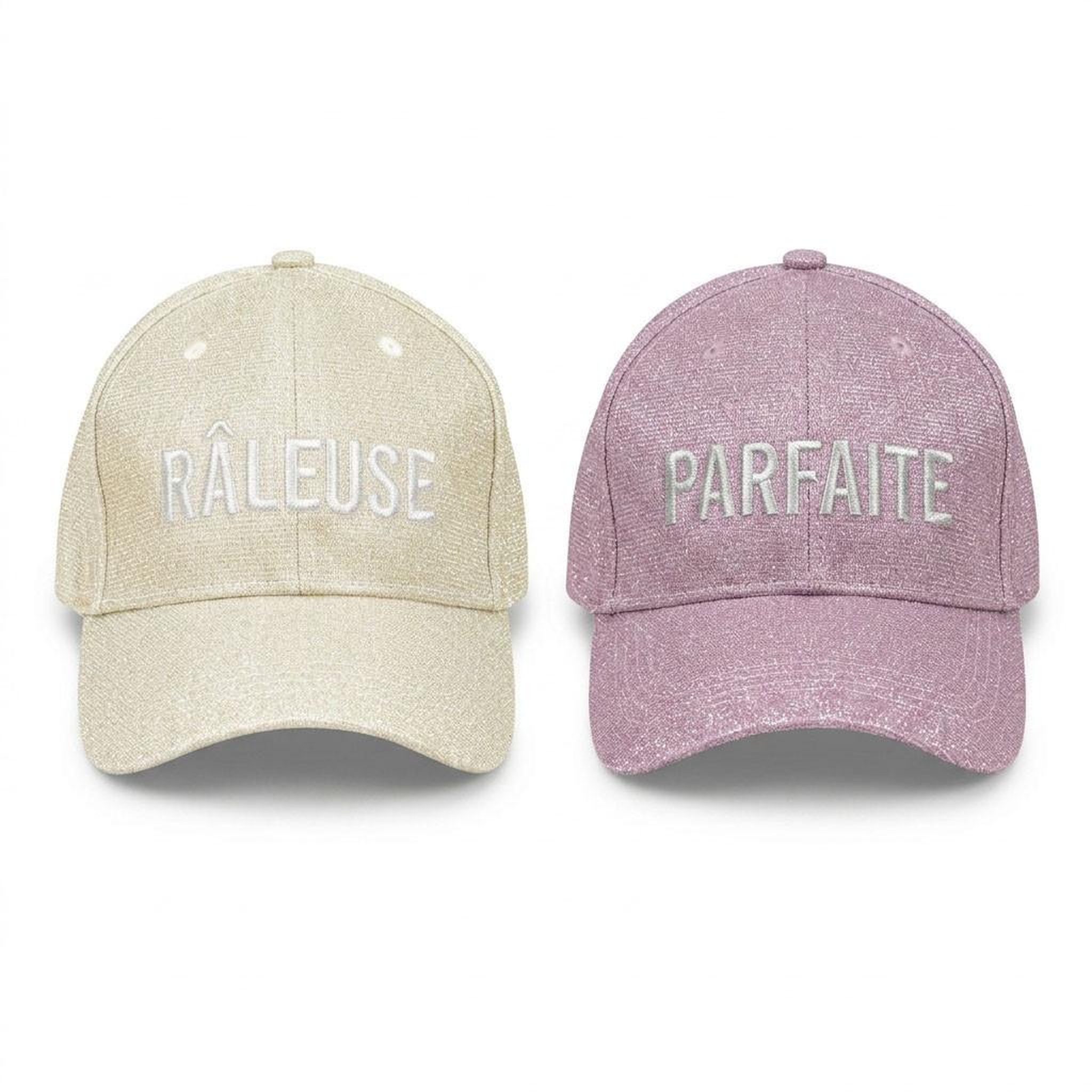 Voir la diapositive 1 : OZABI OZABI Lot 2 Casquettes Pailletées Femme – Message Brodé Fantaisie Humoristique