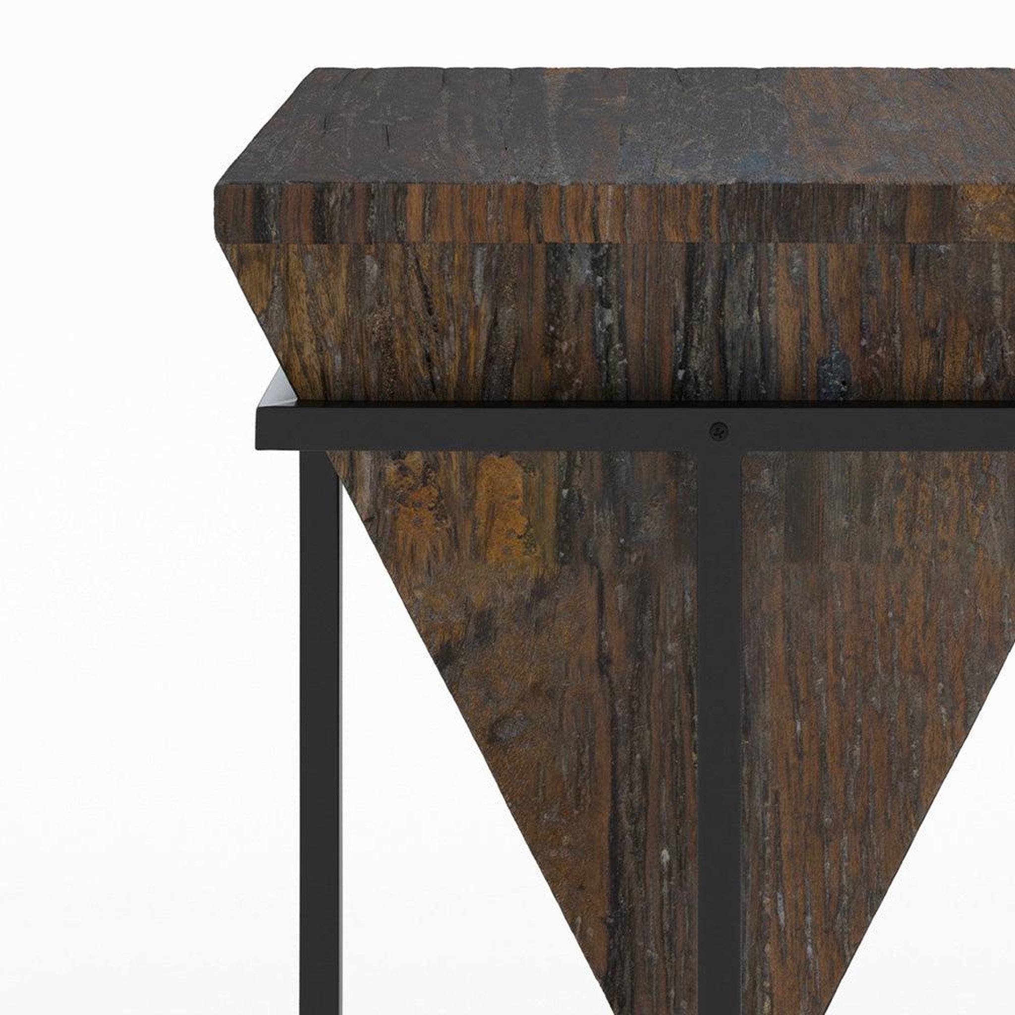 Voir la diapositive 3 : MAISON PAVANE Petite table d'appoint en bois et métal-shanghai