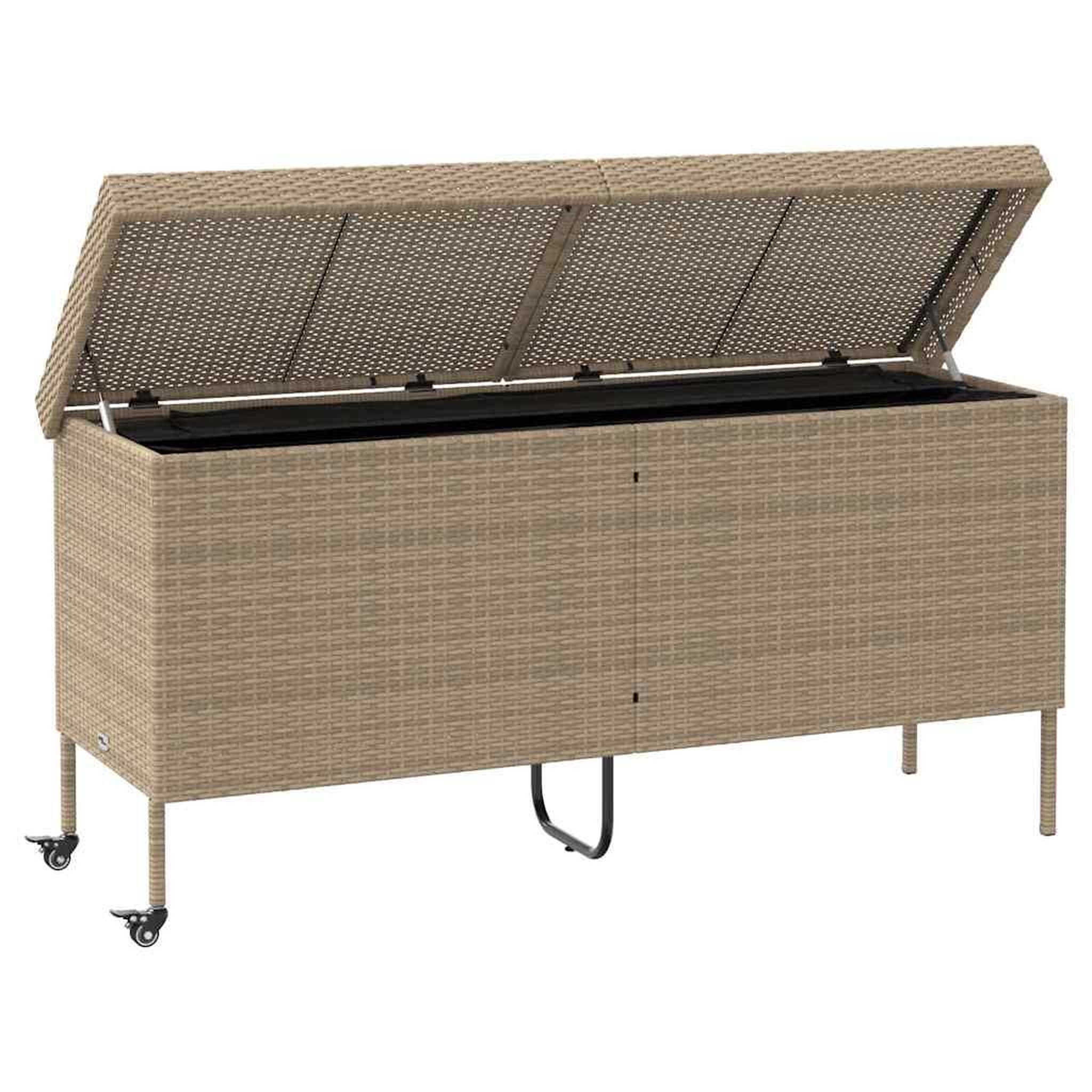 Voir la diapositive 4 : VIDAXL Boîte rangement jardin roues beige 160x55x75 cm resine tressee