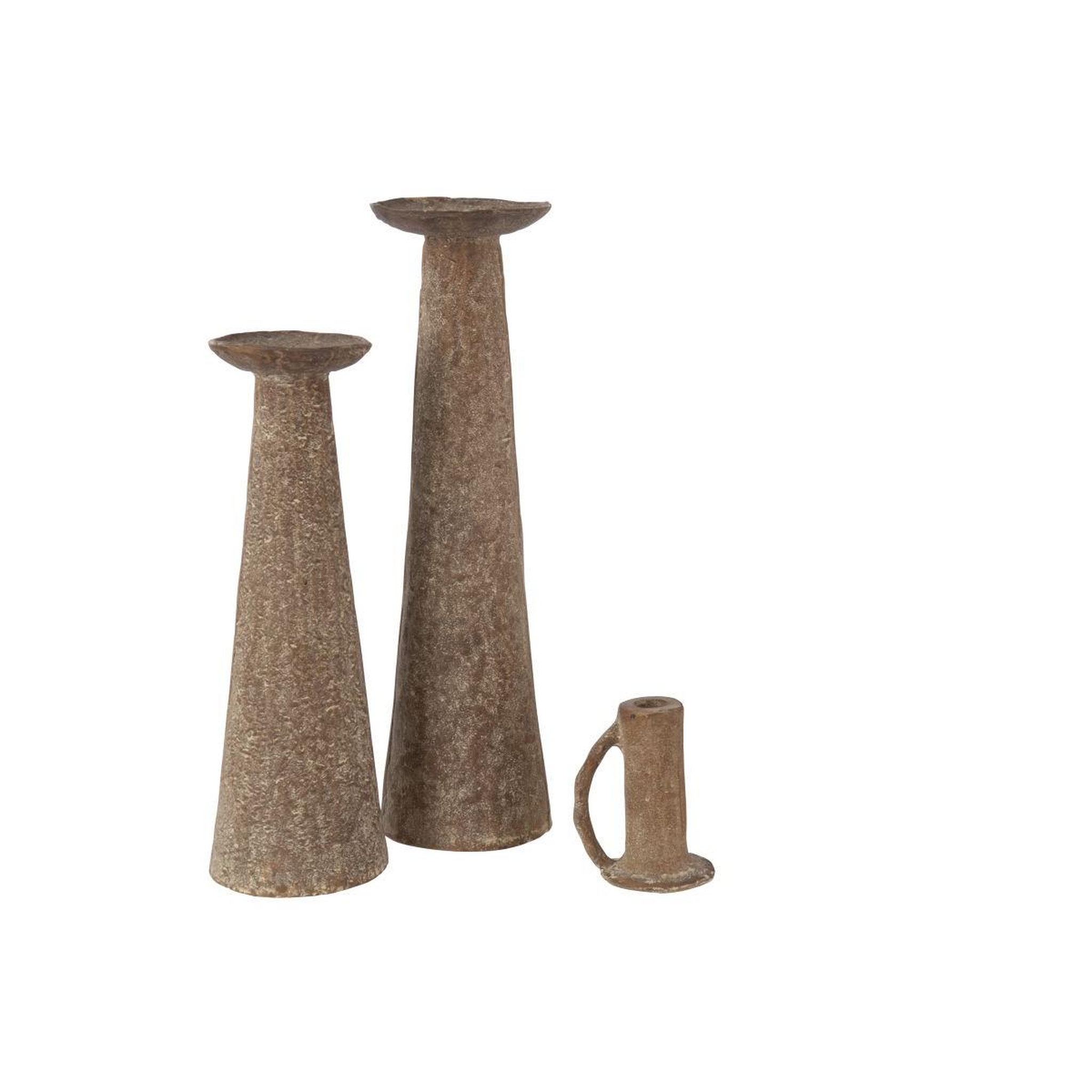 Voir la diapositive 3 : J-LINE Bougeoir déco en métal  darrel  36cm marron