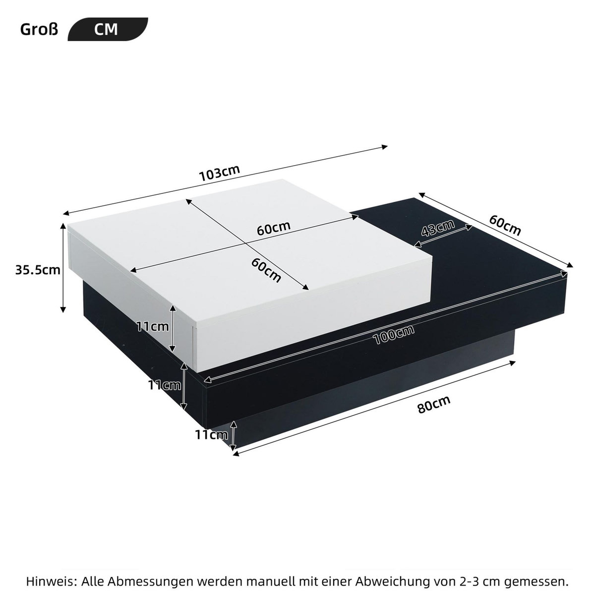 MERAX Table Basse Avec Une Table Rotative à 360 Degrés