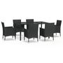 Voir la diapositive 2 : VIDAXL Ensemble a manger de jardin coussins 7pcs Noir Resine tressee