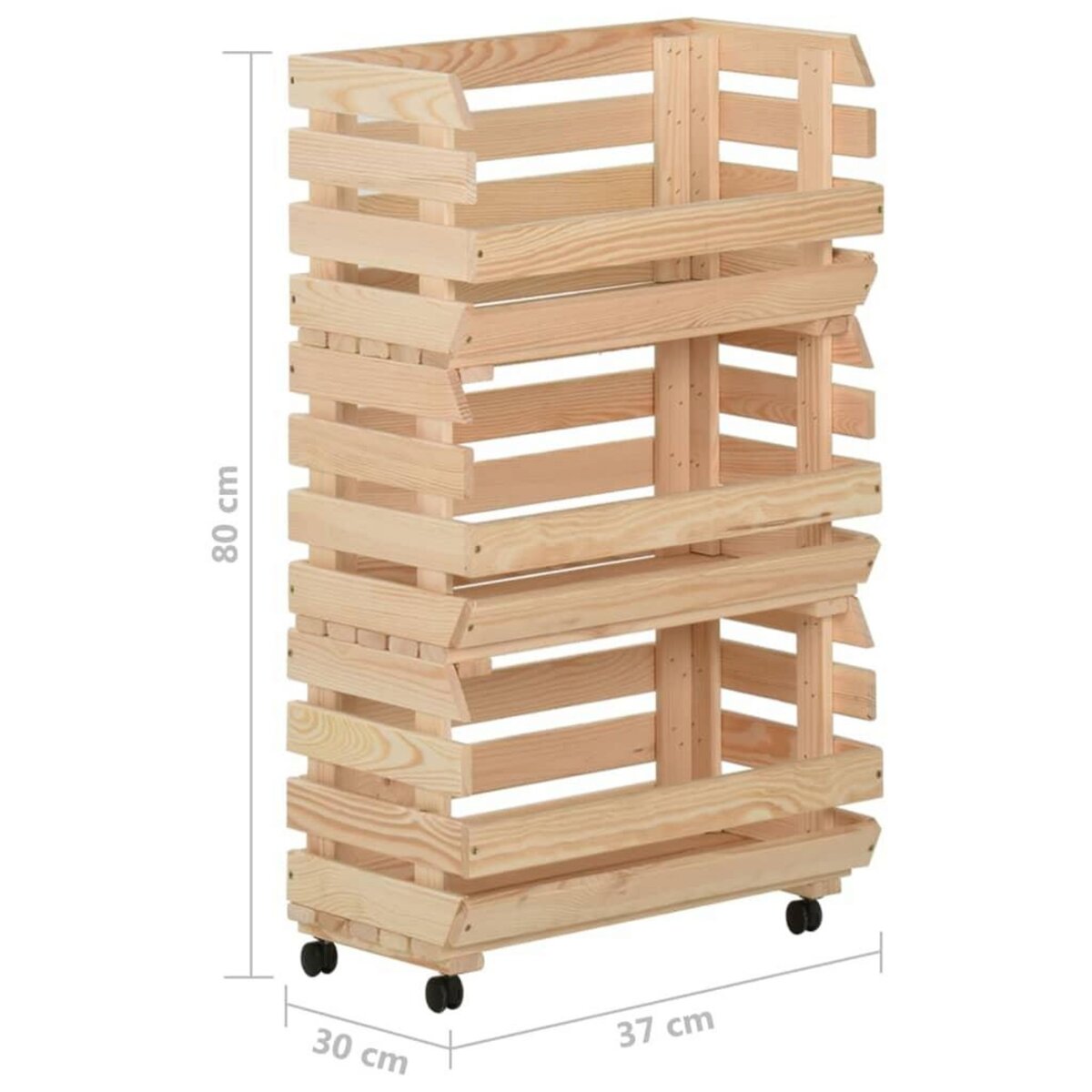 VIDAXL Chariot a legumes 37x30x80 cm Bois de pin solide