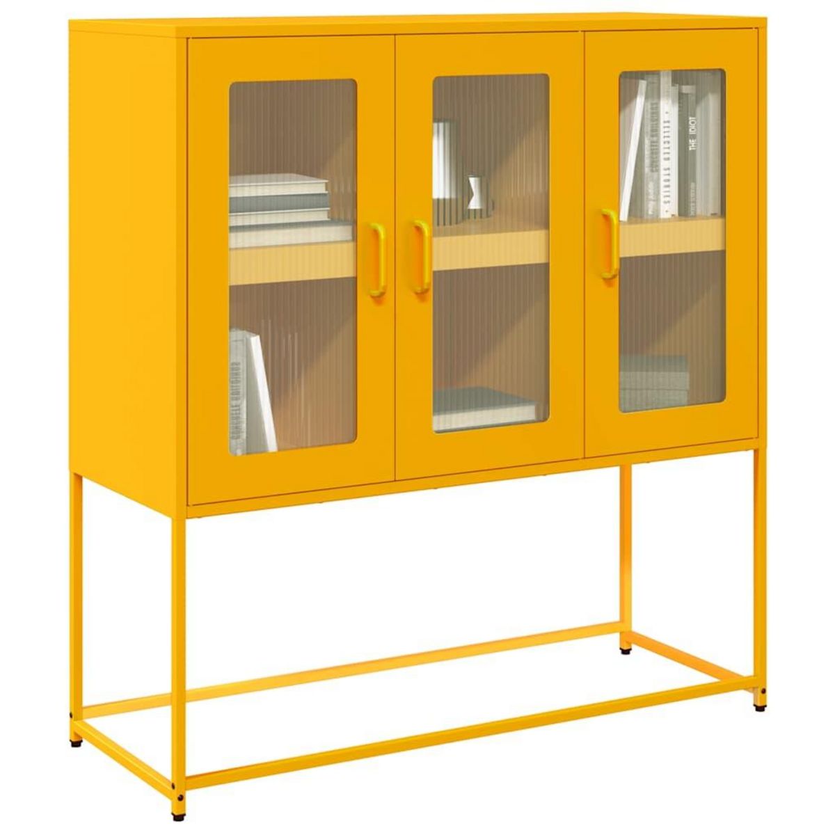 VIDAXL Buffet jaune moutarde 100,5x39x107 cm acier lamine a froid