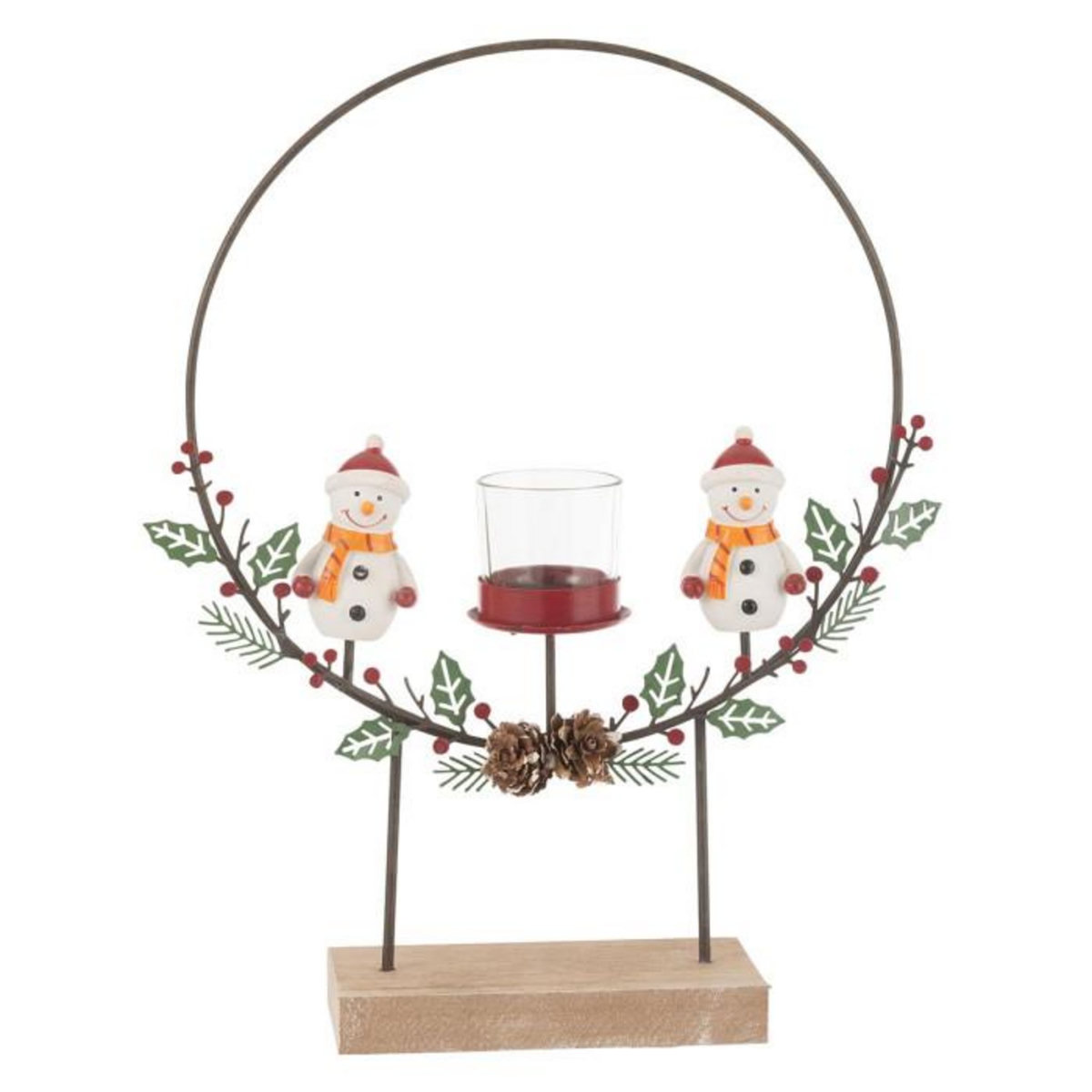 Paris Prix Photophore Cercle  Bonhommes de Neige  28cm Multicolore