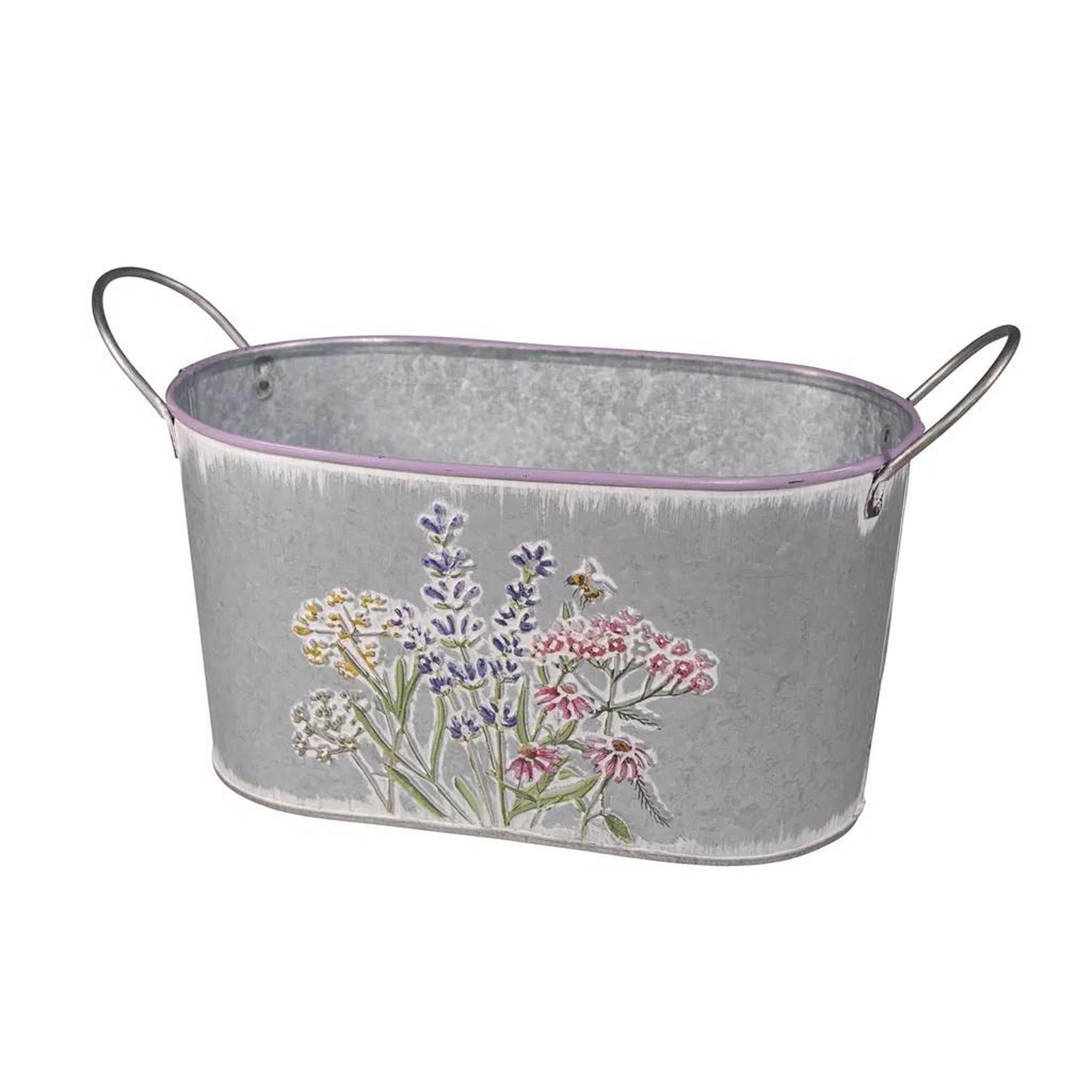 Eden Cache pot ou bac a fleurs en zinc avec anse