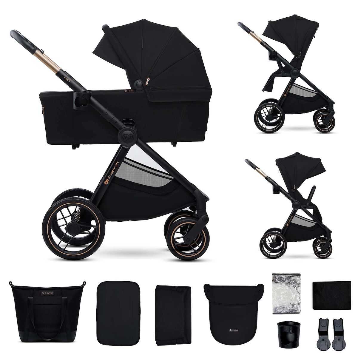 KINDERKRAFT Poussette combinée polyvalente 2 en 1 avec siège réversible à 27 kg