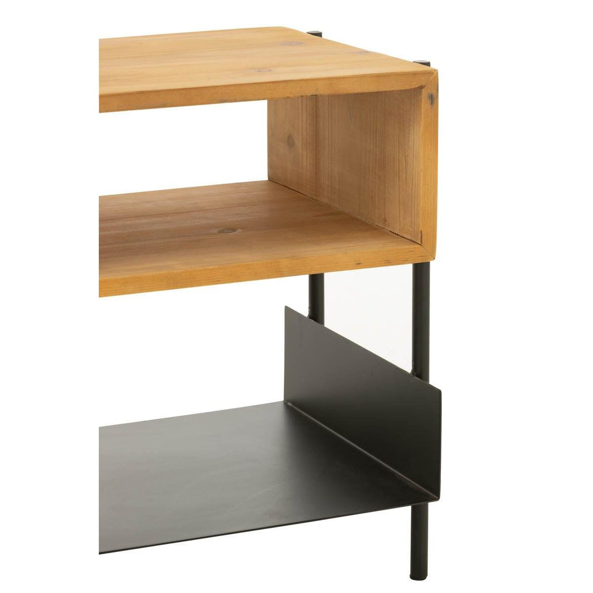 Voir la diapositive 5 : J-LINE Table de Chevet en Bois  Tina  48cm Noir & Naturel