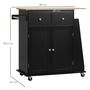 Voir la diapositive 3 : HOMCOM Desserte de cuisine multi rangements 2 tiroirs placard 2 portes avec étagère 3 range-bouteilles porte-torchons MDF hévéa