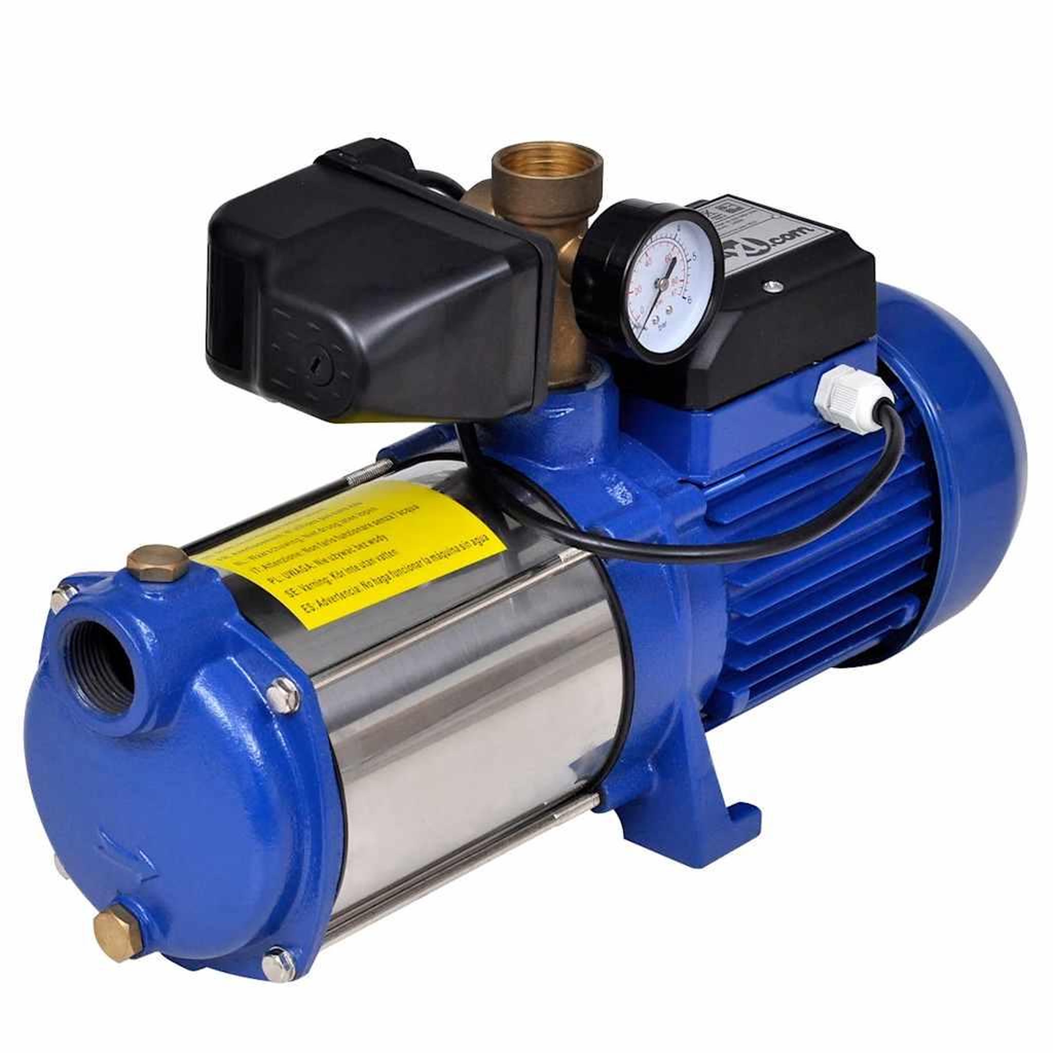 Voir la diapositive 1 : VIDAXL Pompe a jet avec manometre 1300 W 5100 L/h Bleu