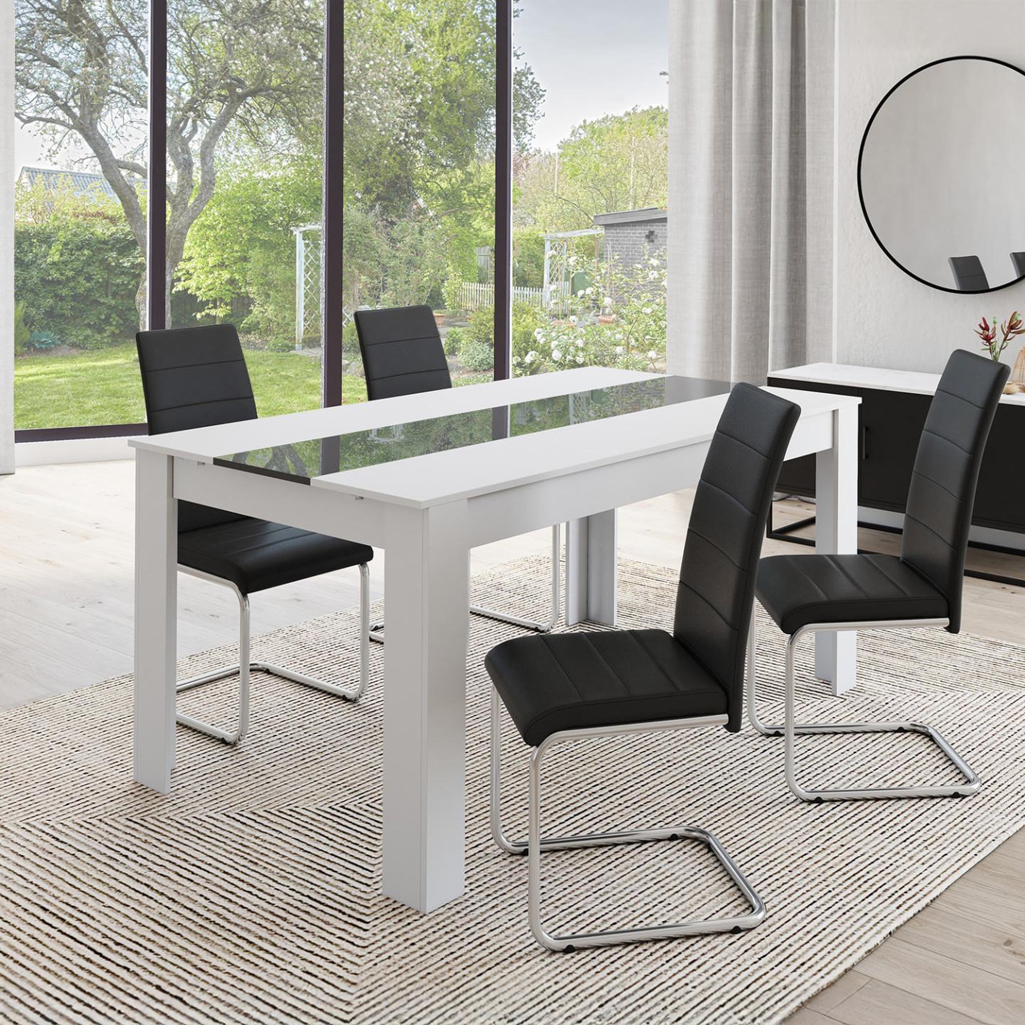 Voir la diapositive 2 : ID MARKET Lot de 4 chaises mia noires pour salle à manger
