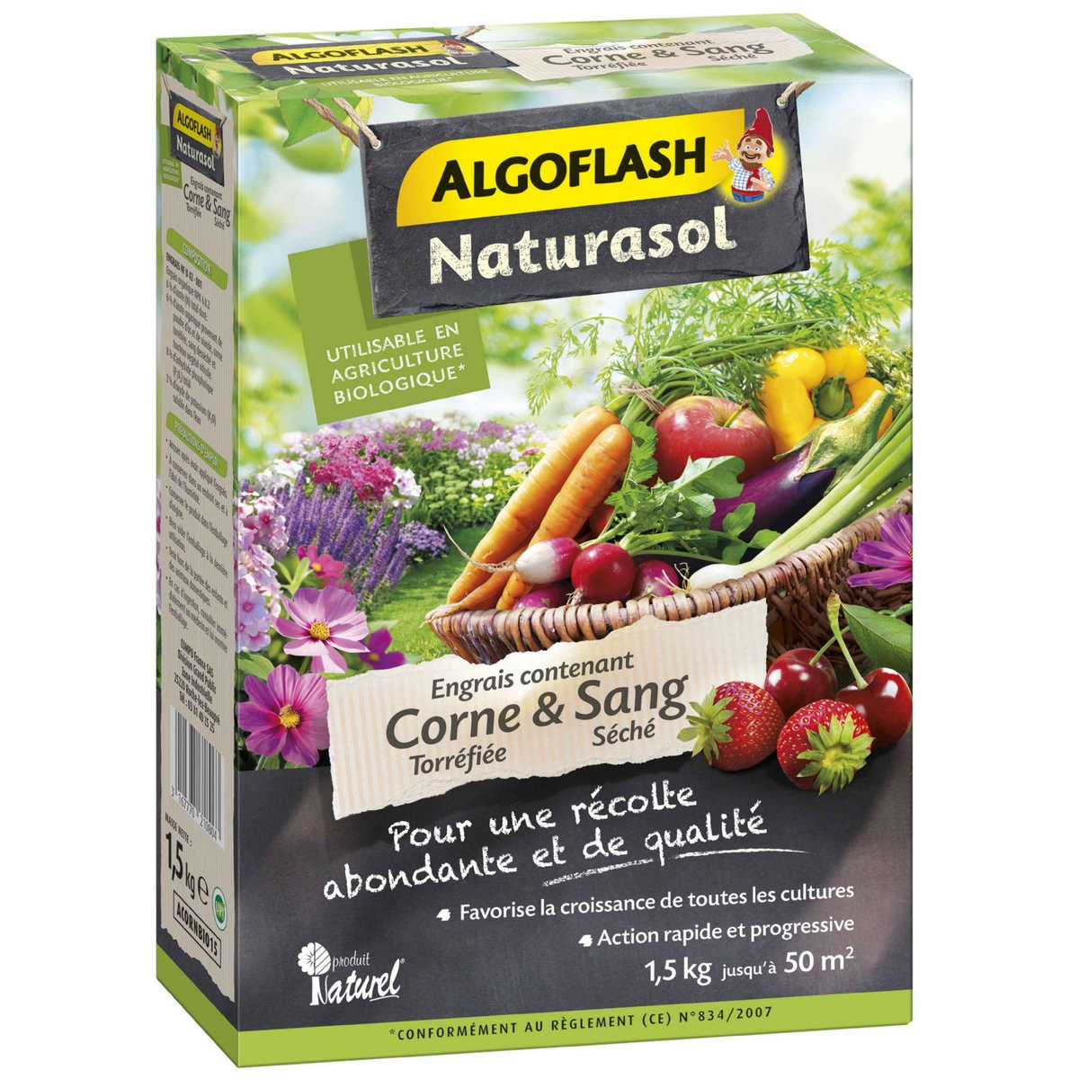 ALGOFLASH NATURASOL Engrais corne torréfiée et sang séché 1.5kg Algoflash
