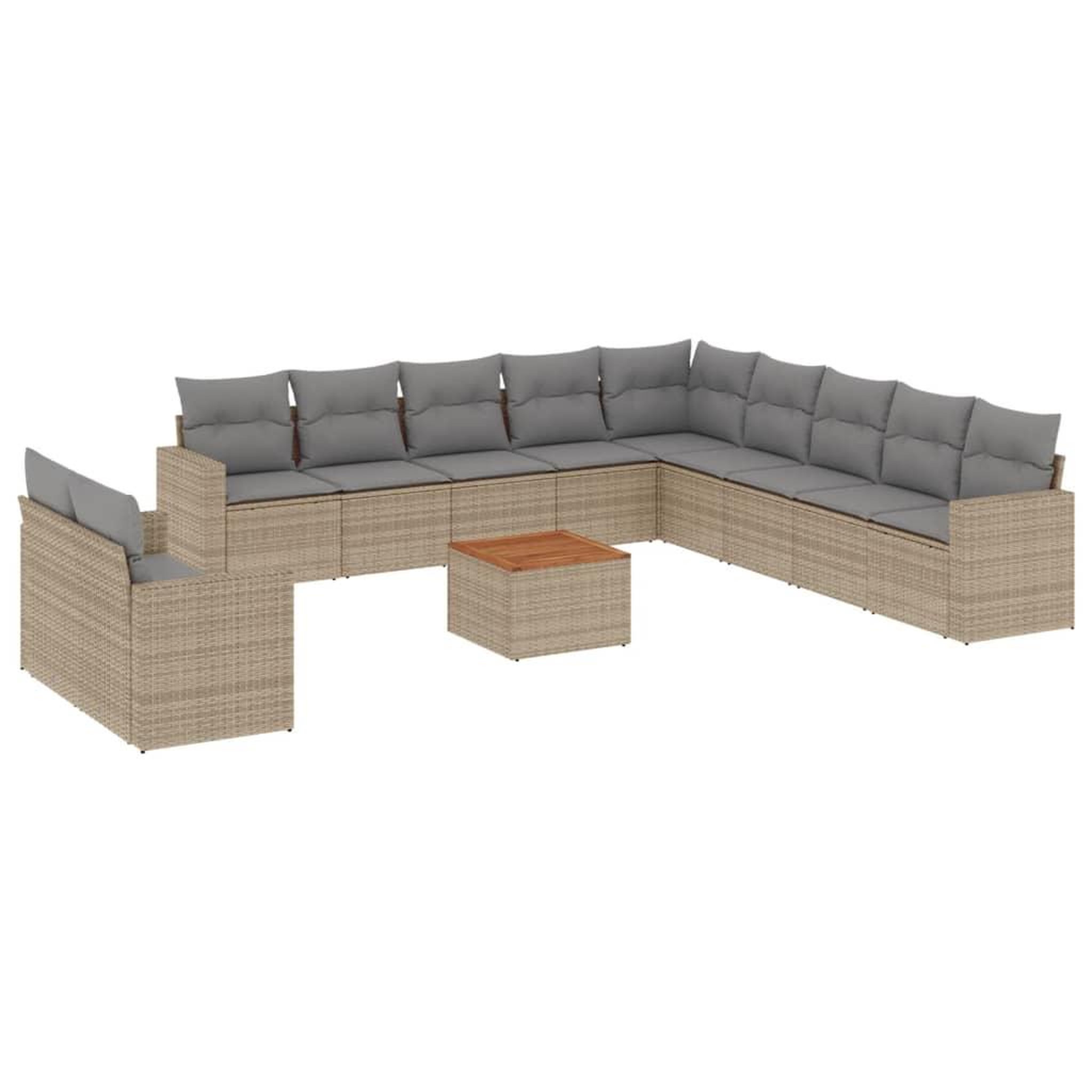 Voir la diapositive 2 : VIDAXL Salon de jardin avec coussins 12 pcs beige resine tressee