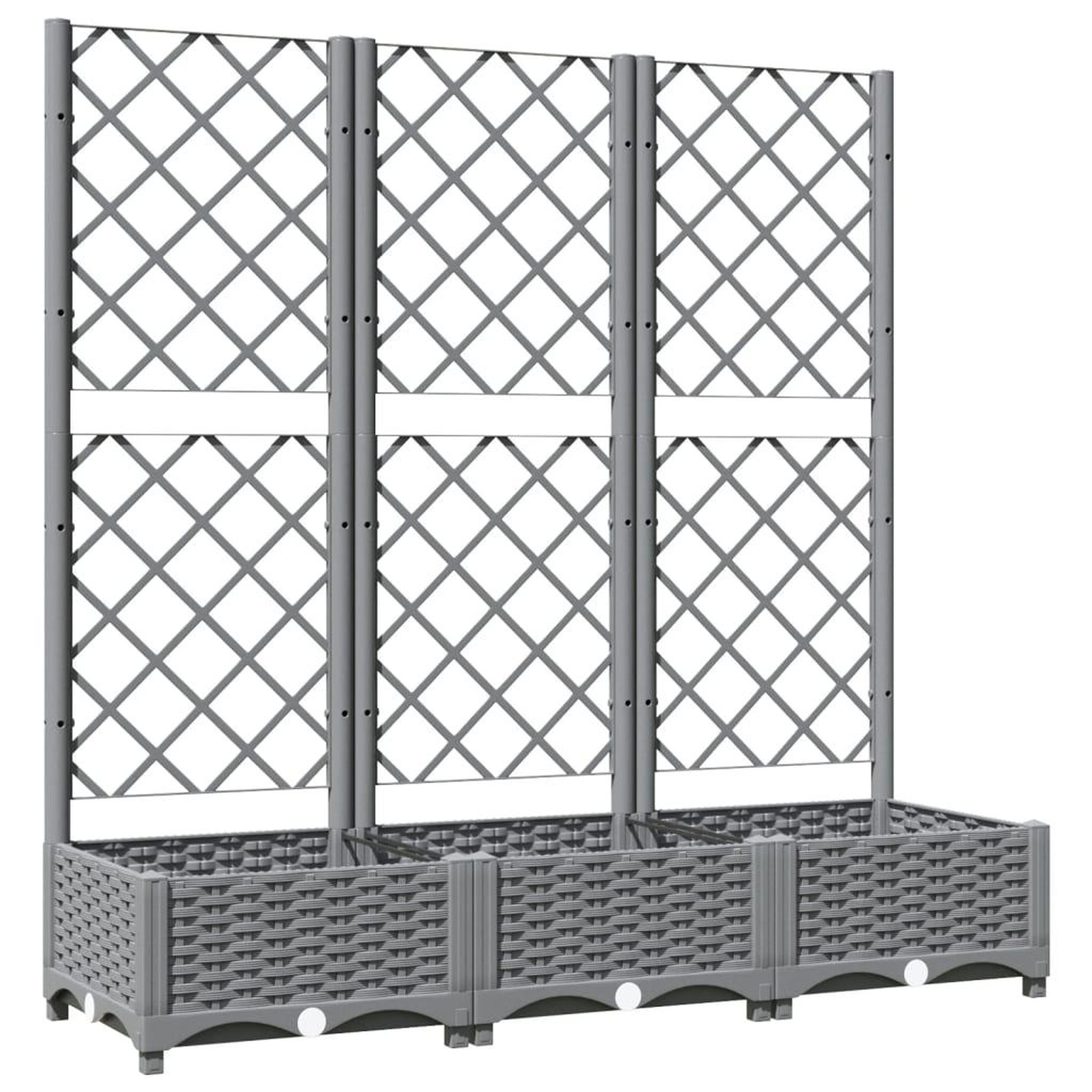 Voir la diapositive 2 : VIDAXL Jardiniere avec treillis Gris clair 120x40x121,5 cm PP