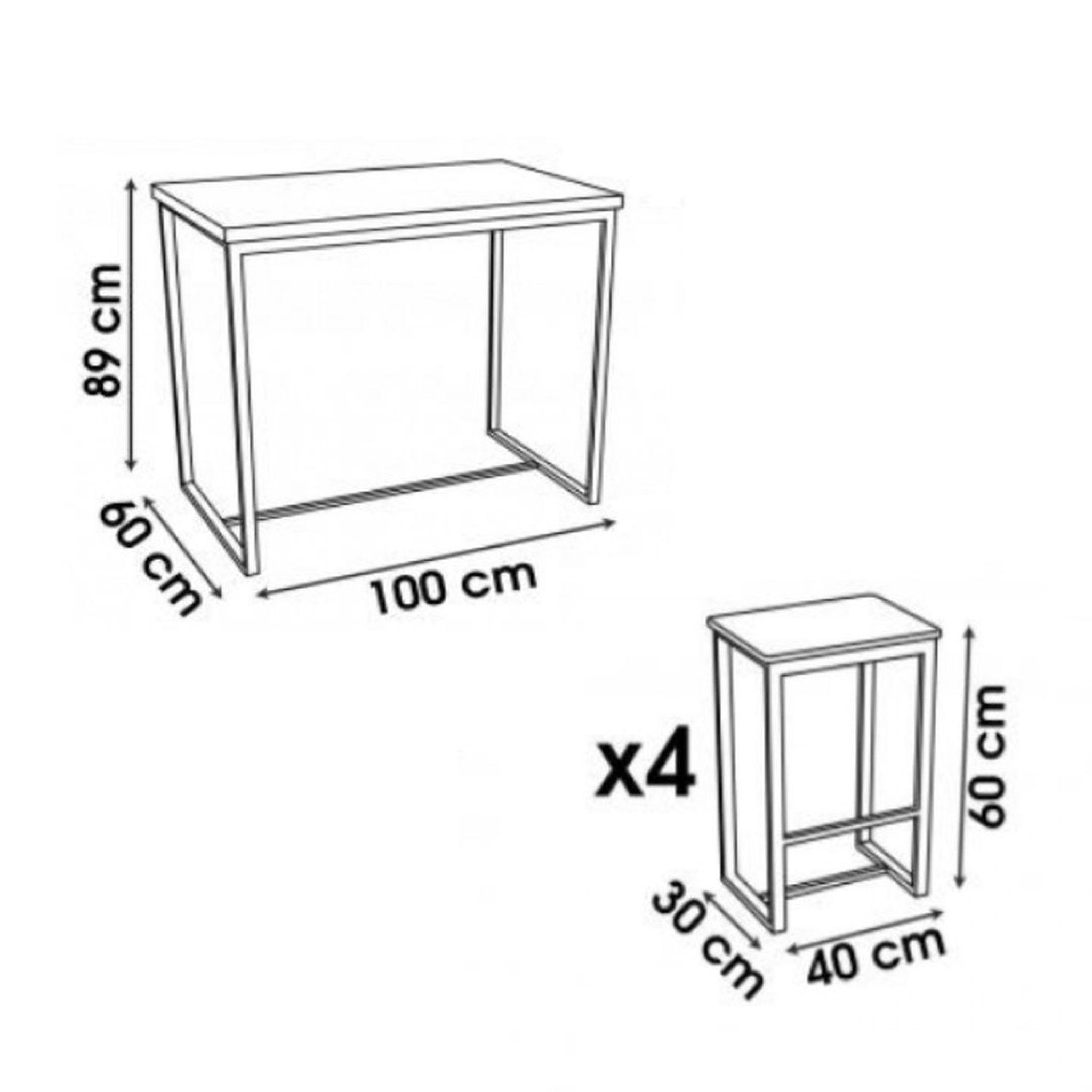 Voir la diapositive 2 : DIVERS Table haute avec 4 tabourets industrielle dock - noir