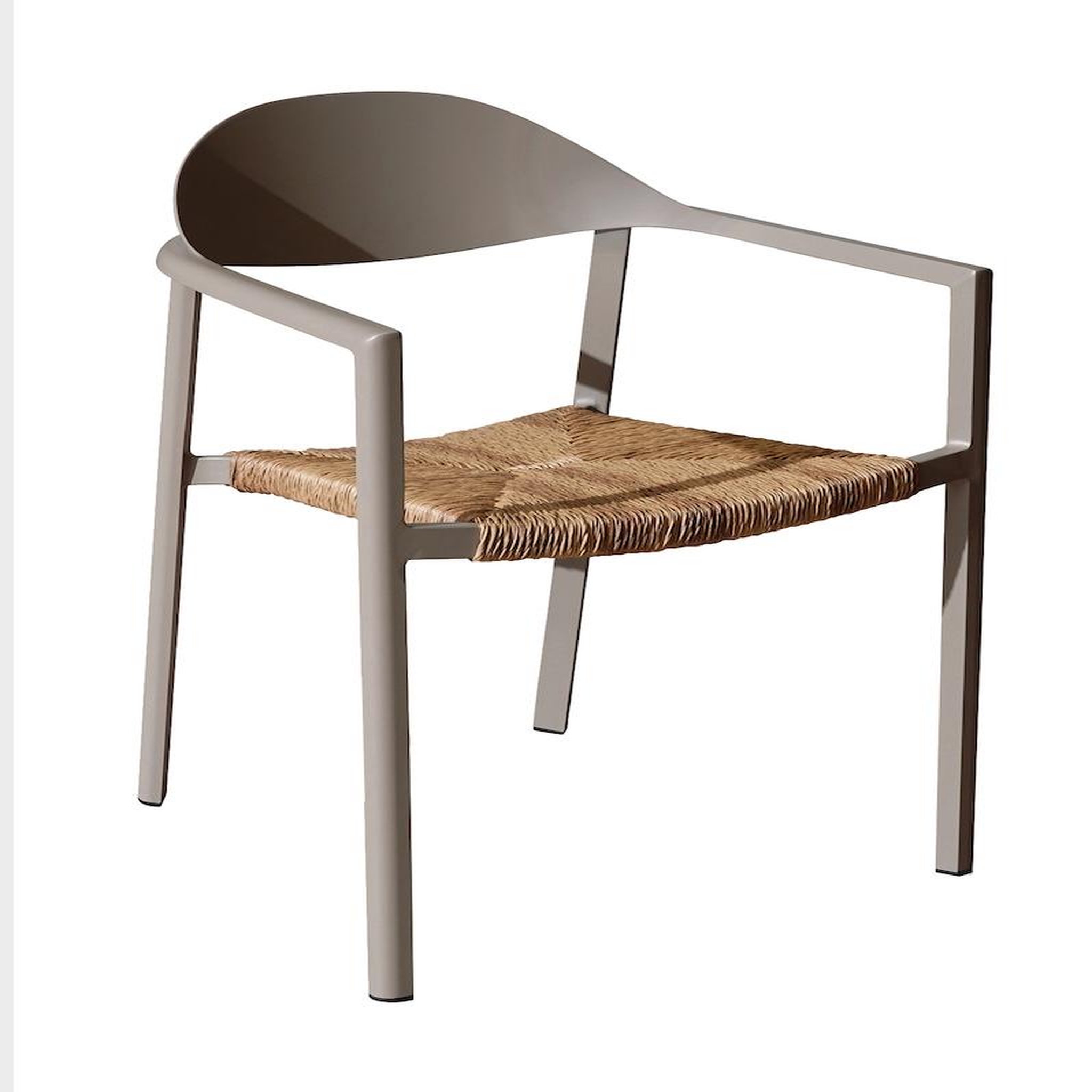 Proloisirs Fauteuil empilable - BAGE - Aluminium époxy sand - Assise wicker beige
