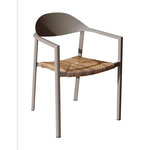 Proloisirs Fauteuil empilable - BAGE - Aluminium époxy sand - Assise wicker beige