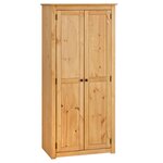 idimex armoire cancun penderie avec 1 étagère derrière 2 portes battantes, en pin massif finition teintée/cirée