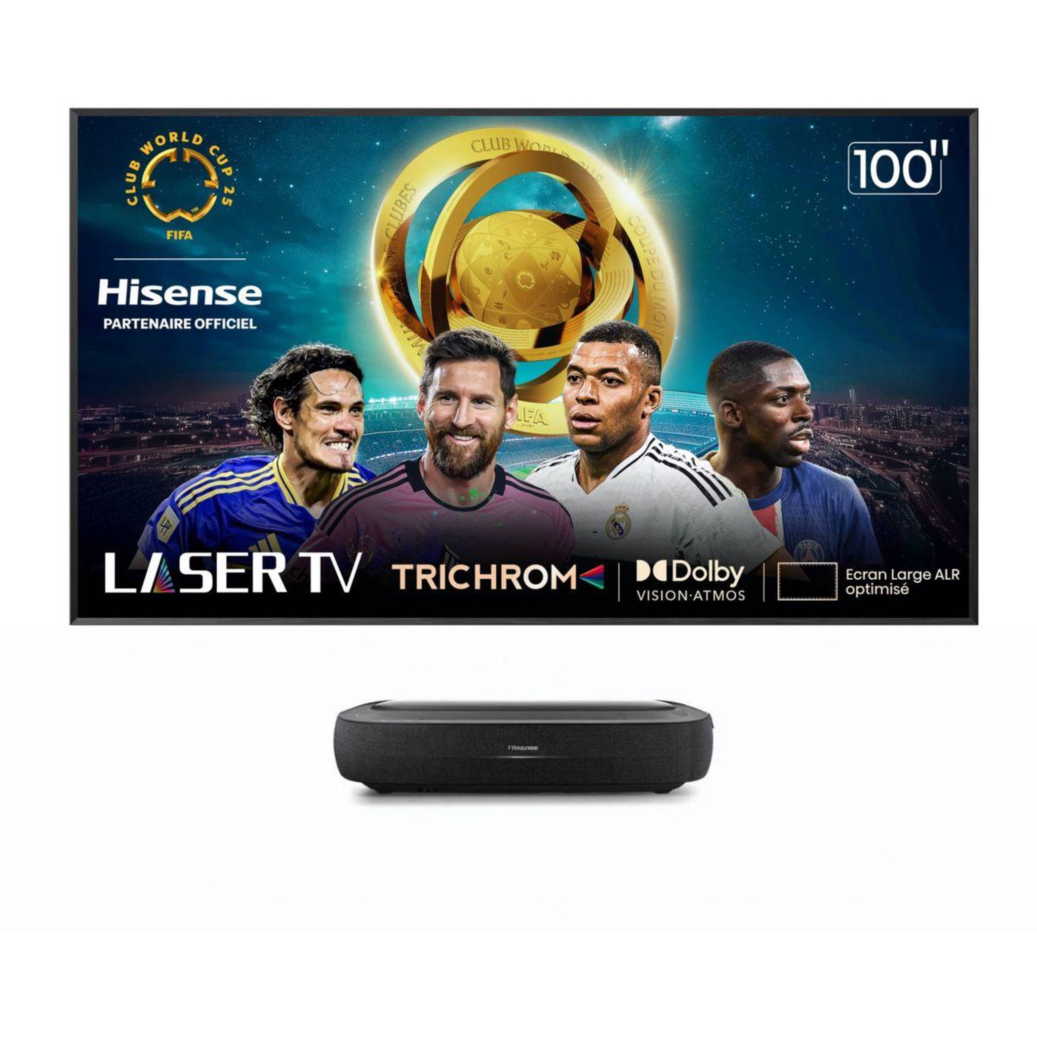 Hisense Vidéoprojecteur home cinéma 100l9hd laser tv + écran alr fresnel