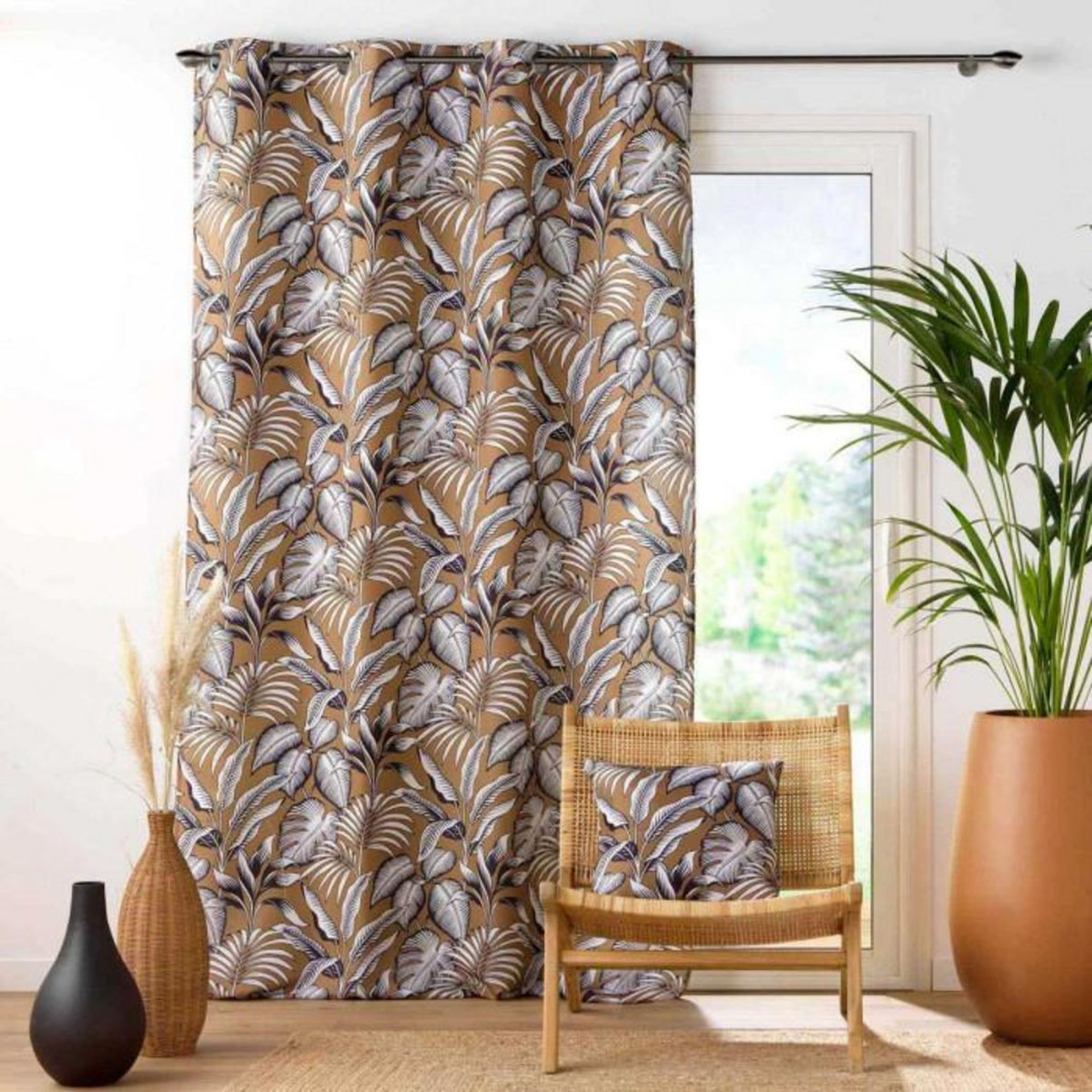 Paris Prix Rideau à Œillets Imprimé  Cabana  140x260cm Camel