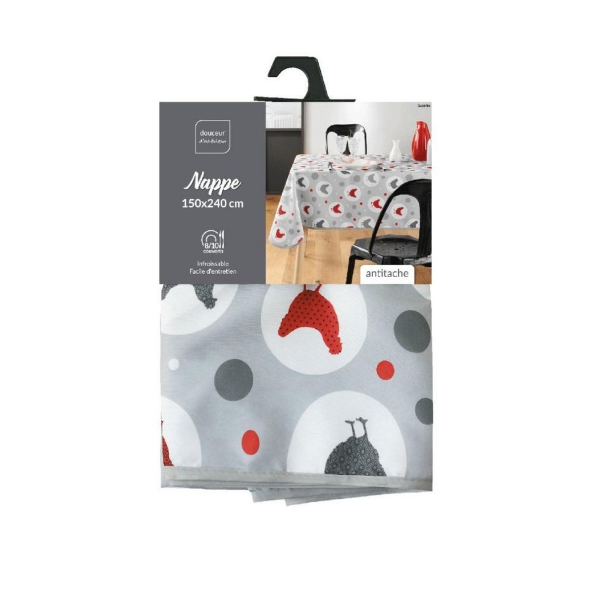 Douceur d'Intérieur Nappe rectangulaire 150x240 cm Suzette gris