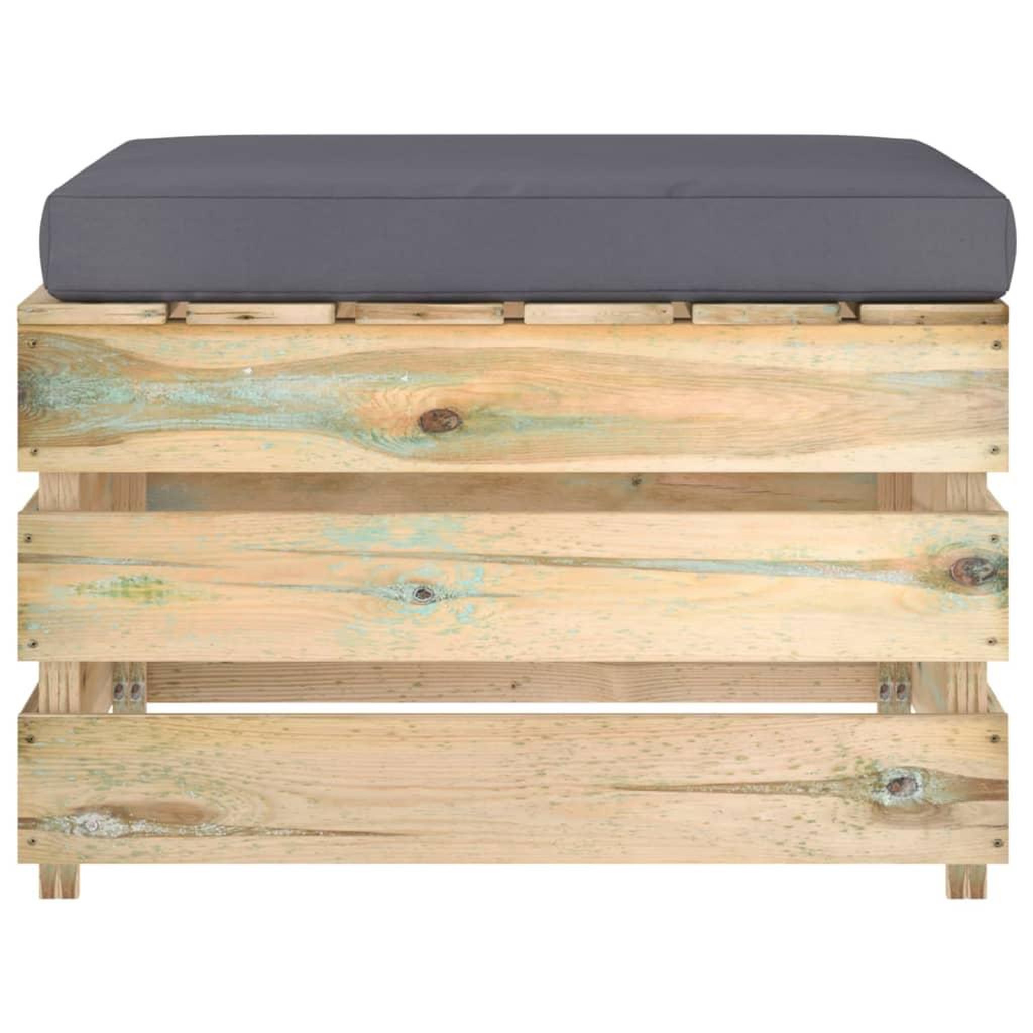 Voir la diapositive 3 : VIDAXL Pouf sectionnel avec coussin Bois impregne de vert