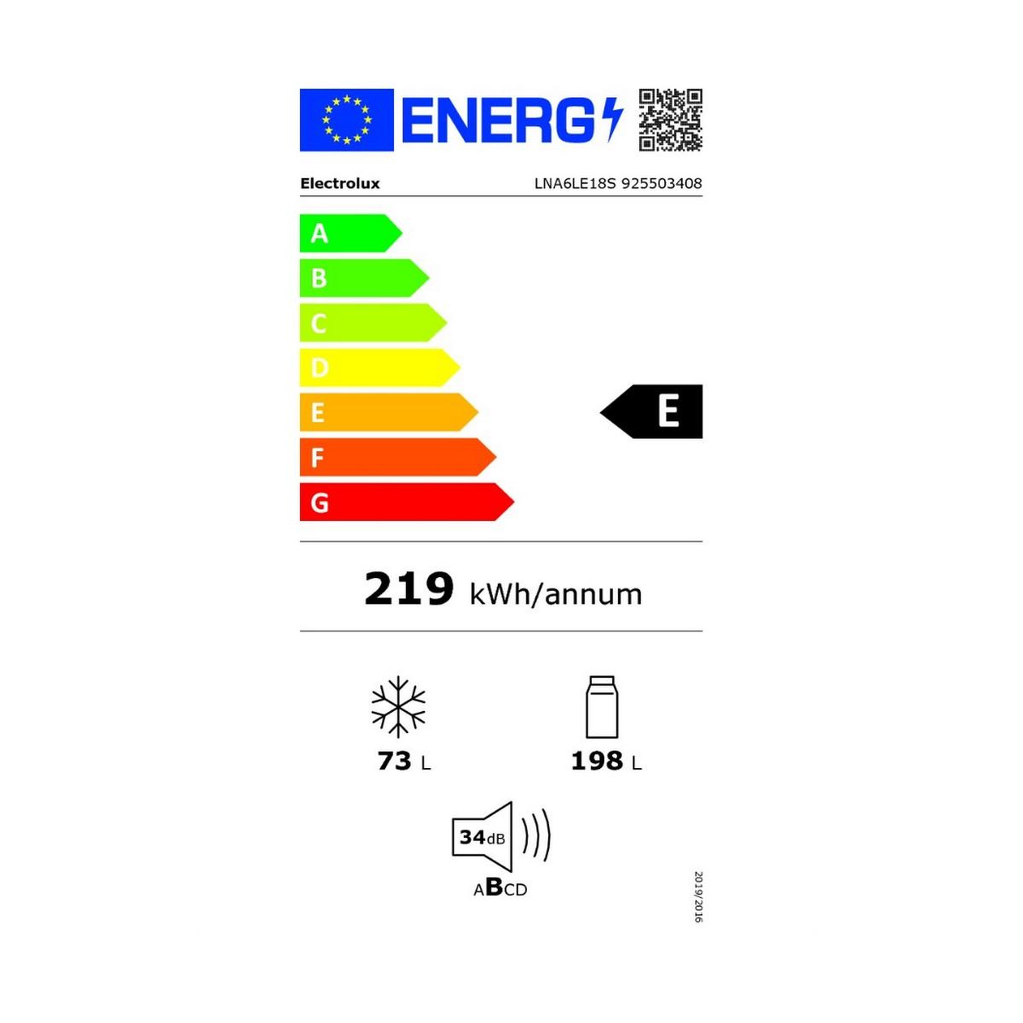 Voir la diapositive 2 : ELECTROLUX Réfrigérateur combiné intégrable  271l statique - lna6le18s