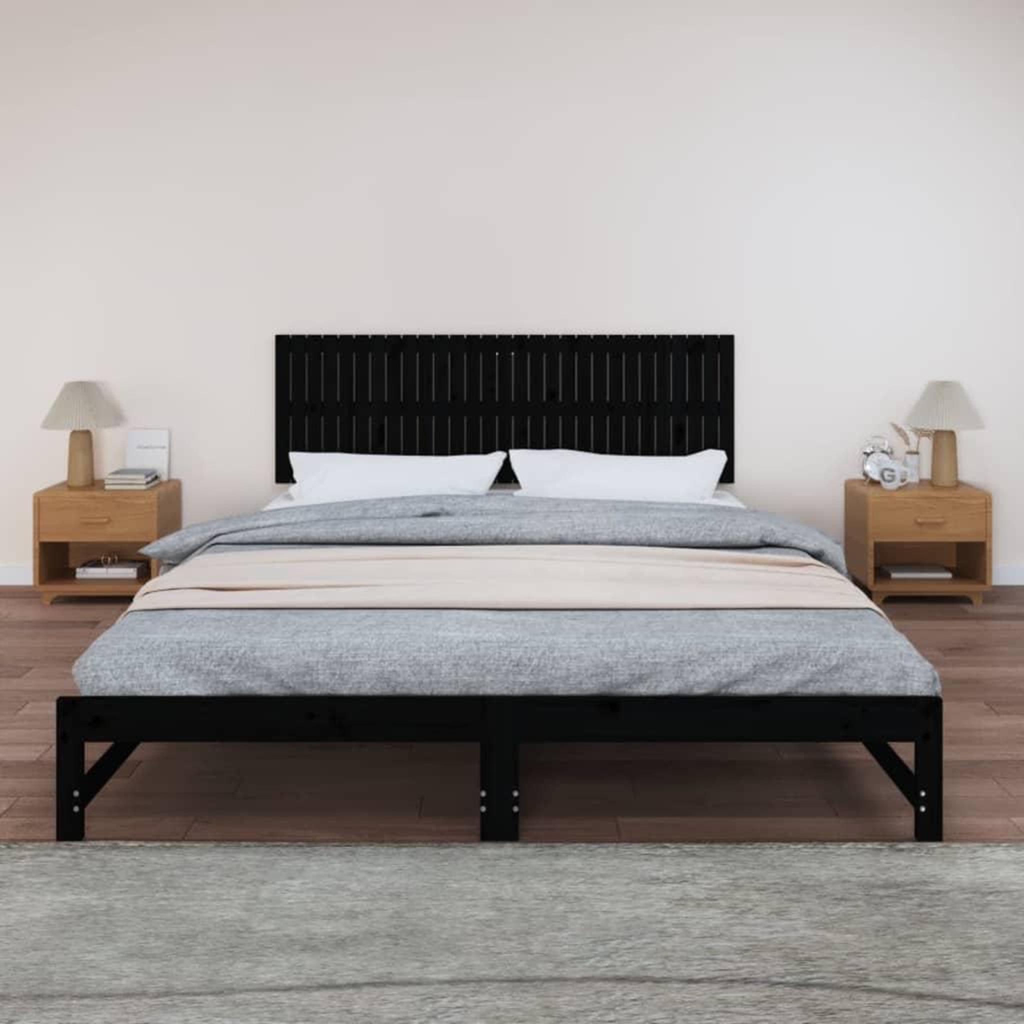 Voir la diapositive 3 : VIDAXL Tete de lit murale Noir 185x3x60 cm Bois massif de pin