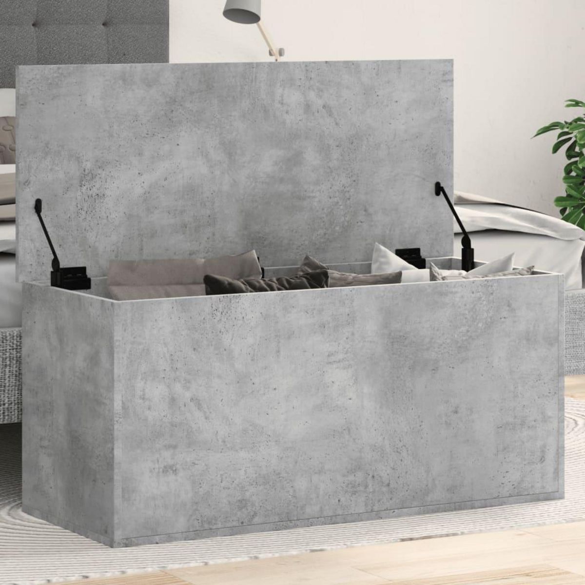 VIDAXL Boîte de rangement gris beton 100x42x46 cm bois d'ingenierie