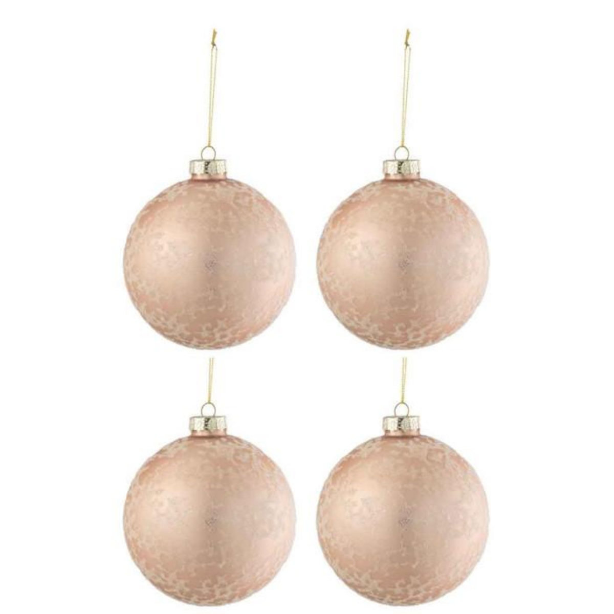 Paris Prix Lot de 4 Boules de Noël  Verre Mat  12cm Rose Clair