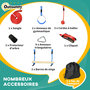 Voir la diapositive 4 : OUTSUNNY Parcours d'obstacles ninja enfant - 30 accessoires, 10 m de slackline - sac de transport - bleu rouge