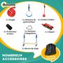 Voir la diapositive 4 : OUTSUNNY Parcours d'obstacles ninja enfant - 30 accessoires, 10 m de slackline - sac de transport - bleu rouge