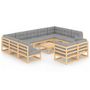Voir la diapositive 2 : VIDAXL Salon de jardin 12 pcs avec coussins Bois de pin massif